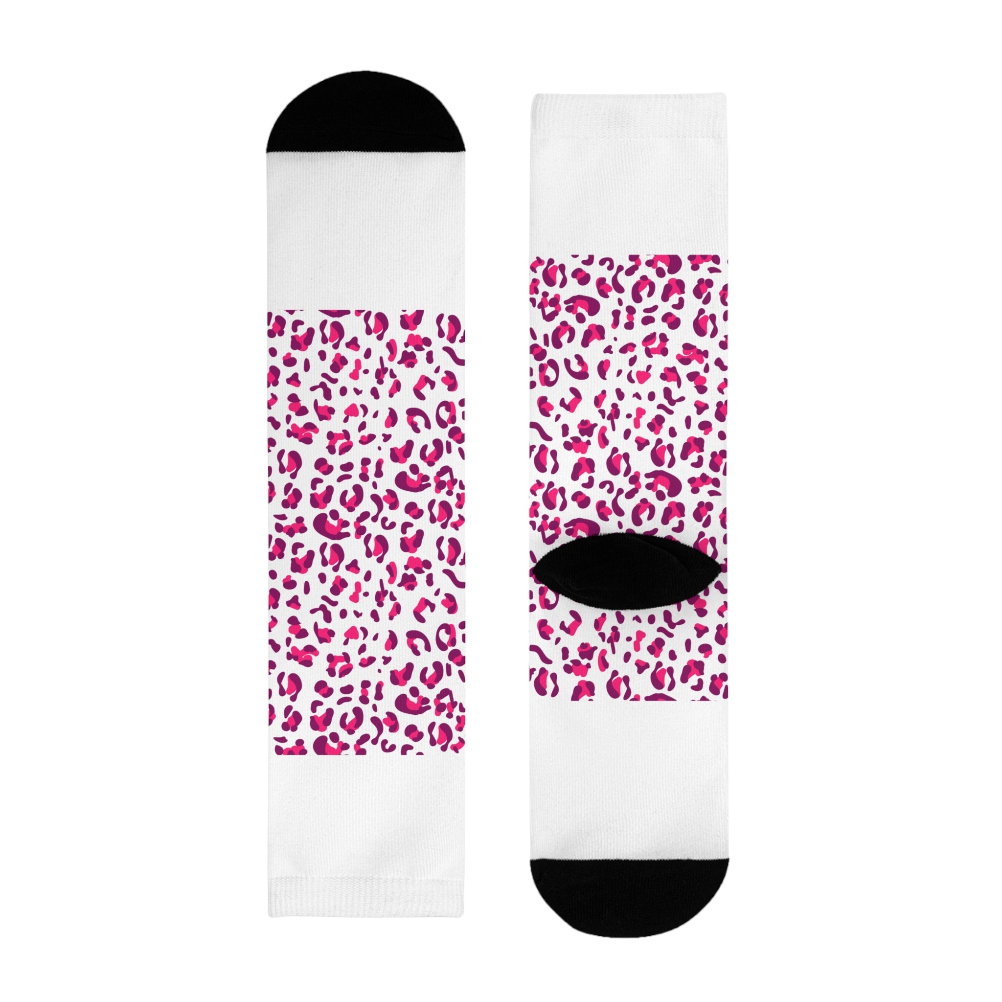 JAKKOUTTHEBXX Pink Leopard Print Sublimation Crew Socks 2025