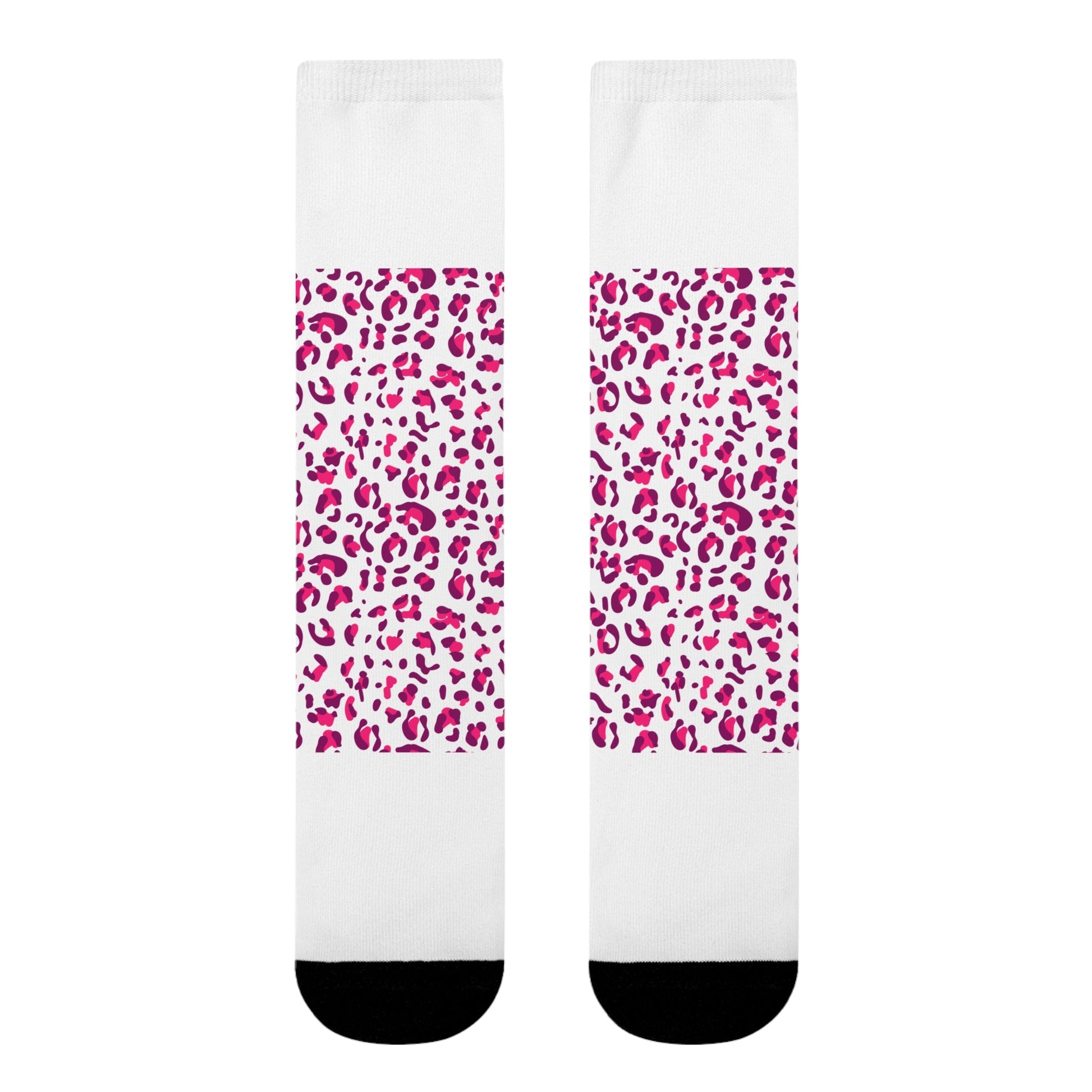 JAKKOUTTHEBXX Pink Leopard Print Sublimation Crew Socks 2025