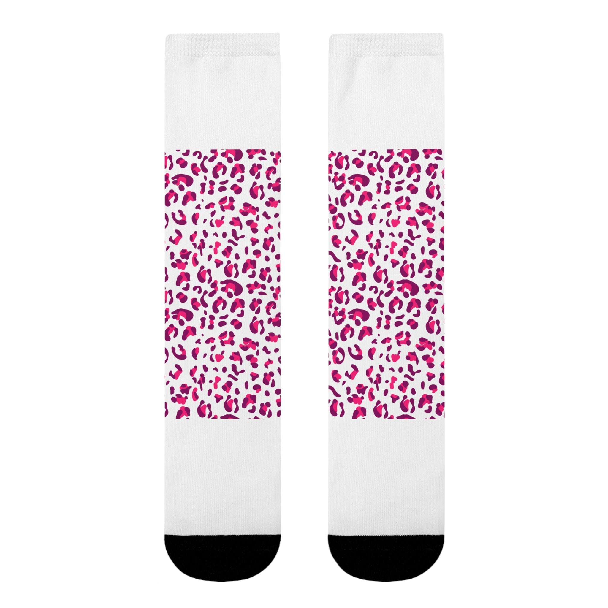 JAKKOUTTHEBXX Pink Leopard Print Sublimation Crew Socks 2025