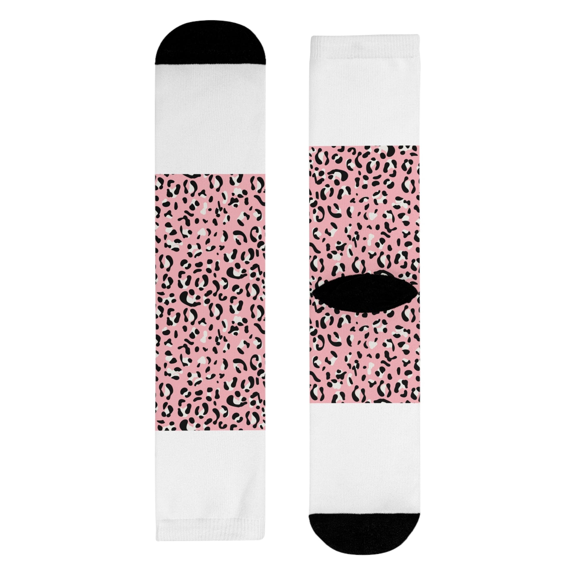 JAKKOUTTHEBXX Pink Leopard Print Sublimation Crew Socks 2025