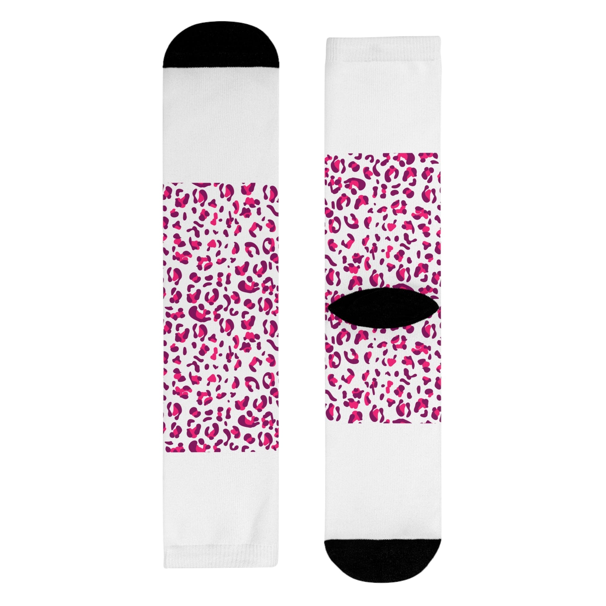 JAKKOUTTHEBXX Pink Leopard Print Sublimation Crew Socks 2025