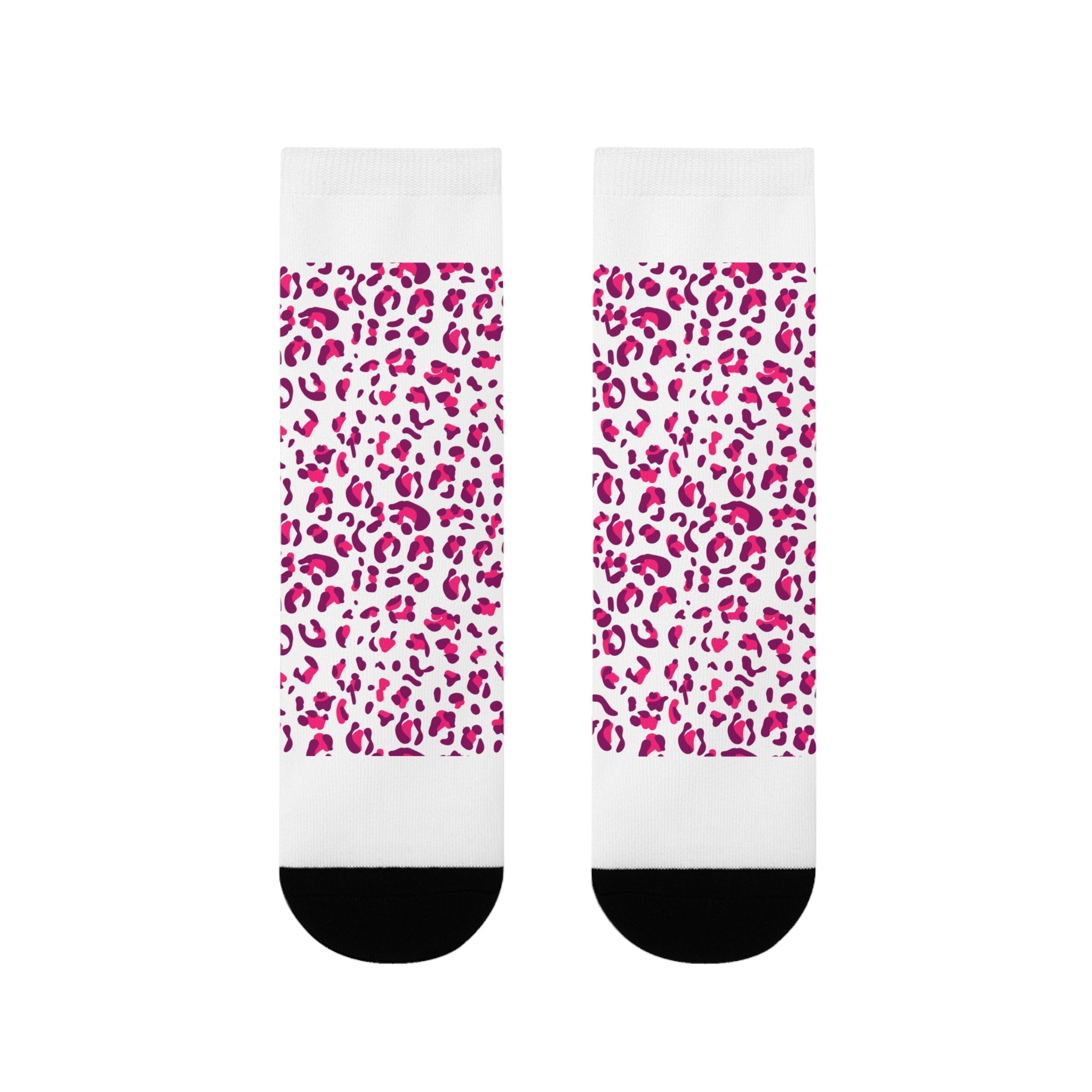 JAKKOUTTHEBXX Pink Leopard Print Sublimation Crew Socks 2025