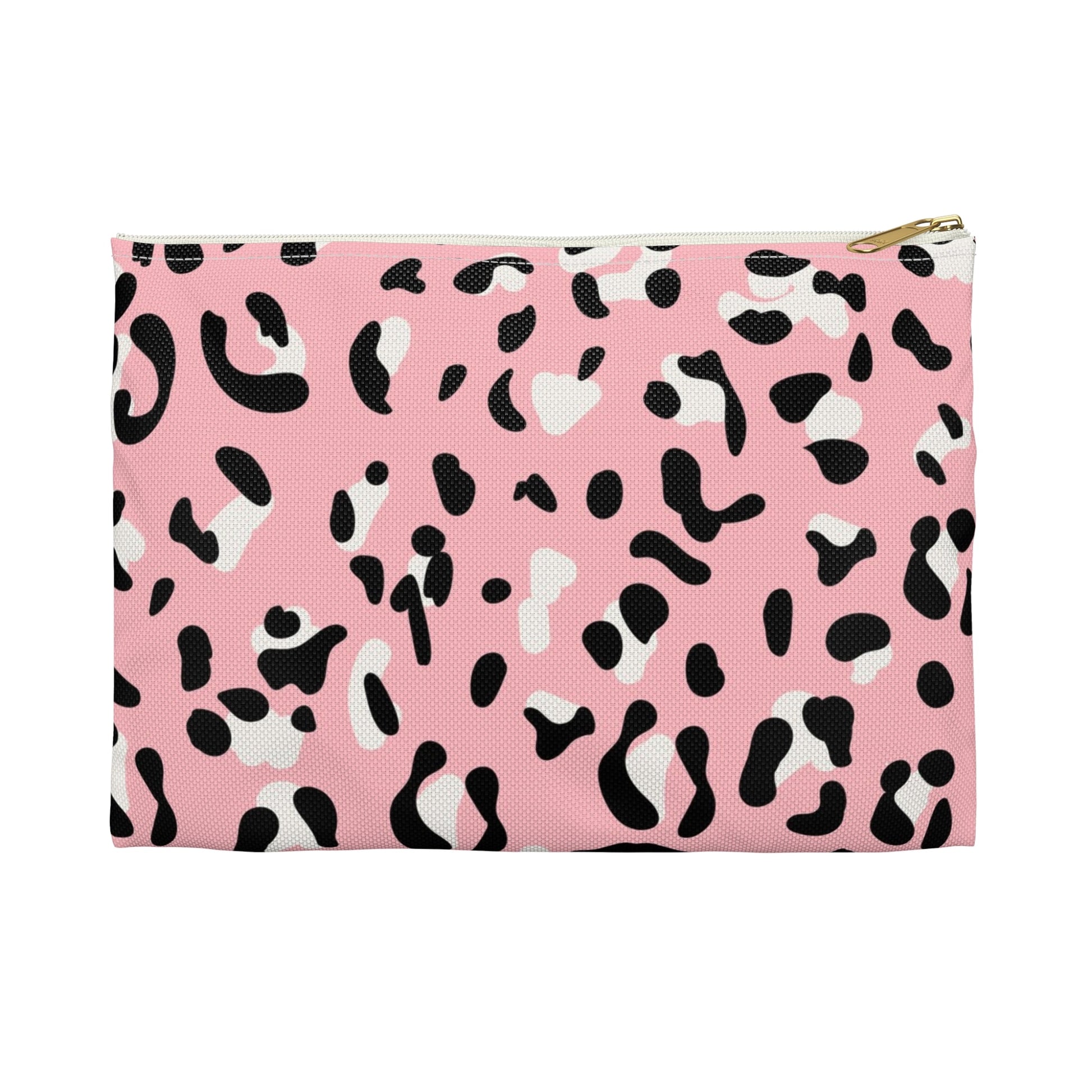 Pink Leopard Print Zipper Pouch, Artsulli - Art is Long, Life is Short, Bags, Size, Small, Color, White zipper, , , 78416461454993346810