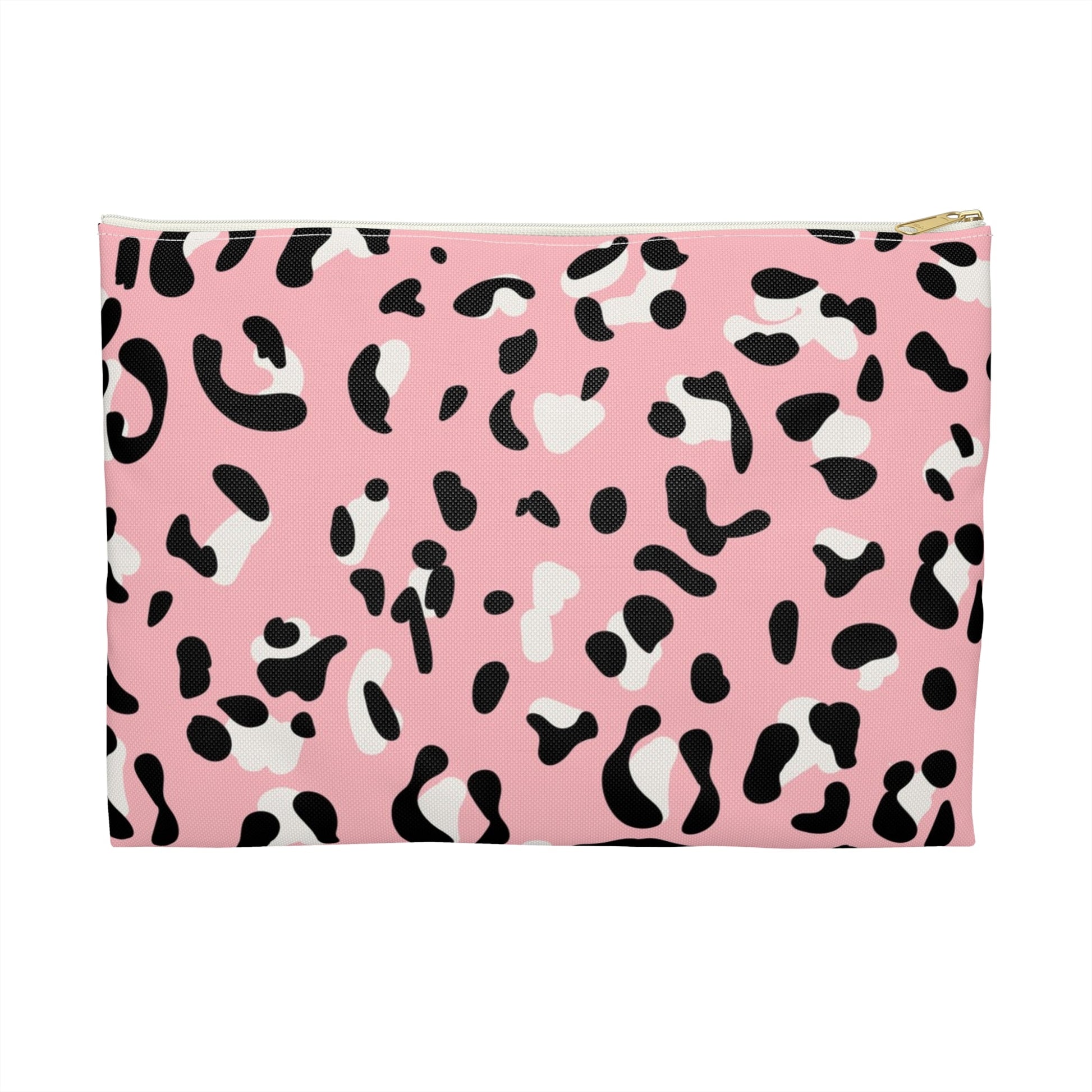 Pink Leopard Print Zipper Pouch, Artsulli - Art is Long, Life is Short, Bags, Size, Large, Color, White zipper, , , 10894813654386513825