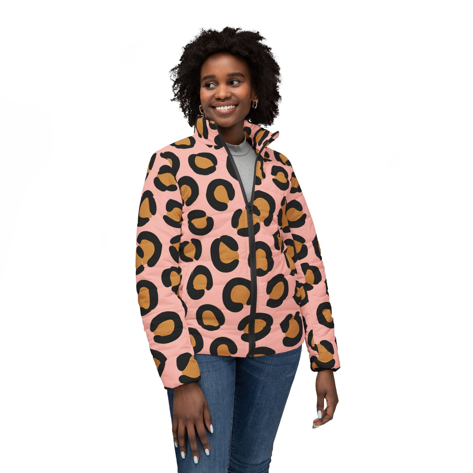 Pink Leopard Puffer Jacket, Artsulli - Art is Long, Life is Short, All Over Prints, , , , , , , 