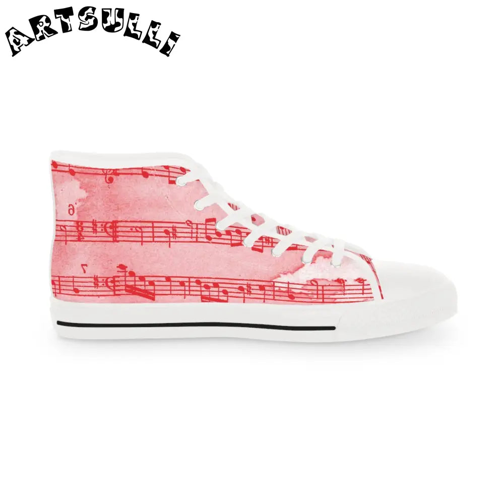 Pink Music Note High Top Sneakers, Artsulli - Art is Long, Life is Short, Shoes, , , , , , , 