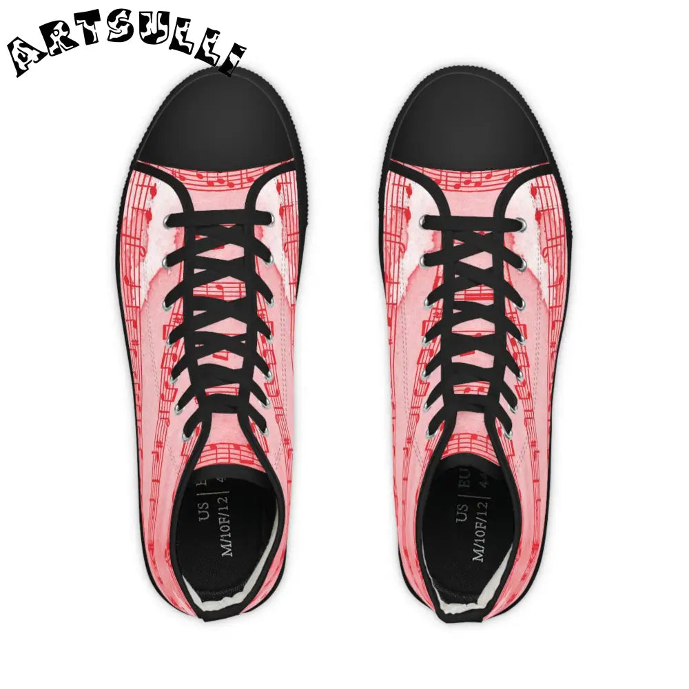 Pink Music Note High Top Sneakers, Artsulli - Art is Long, Life is Short, Shoes, , , , , , , 