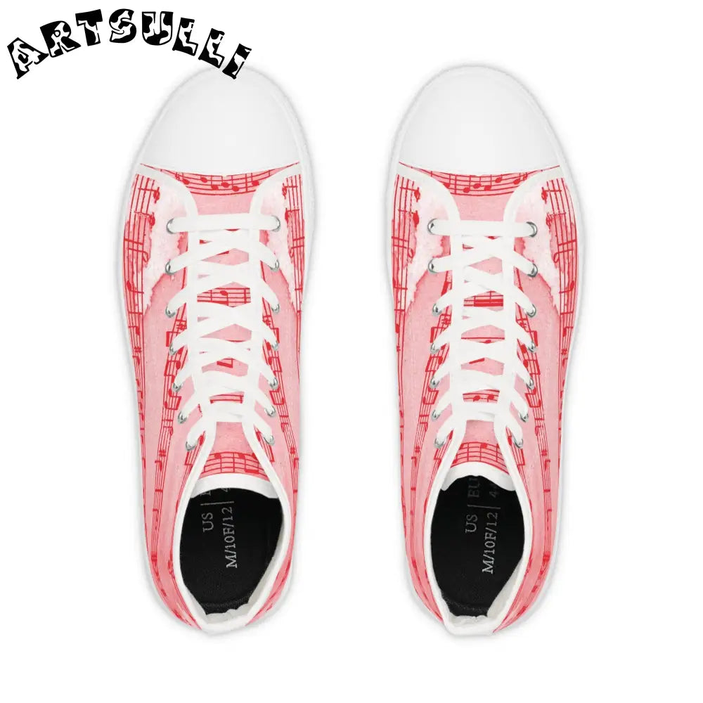 Pink Music Note High Top Sneakers, Artsulli - Art is Long, Life is Short, Shoes, , , , , , , 