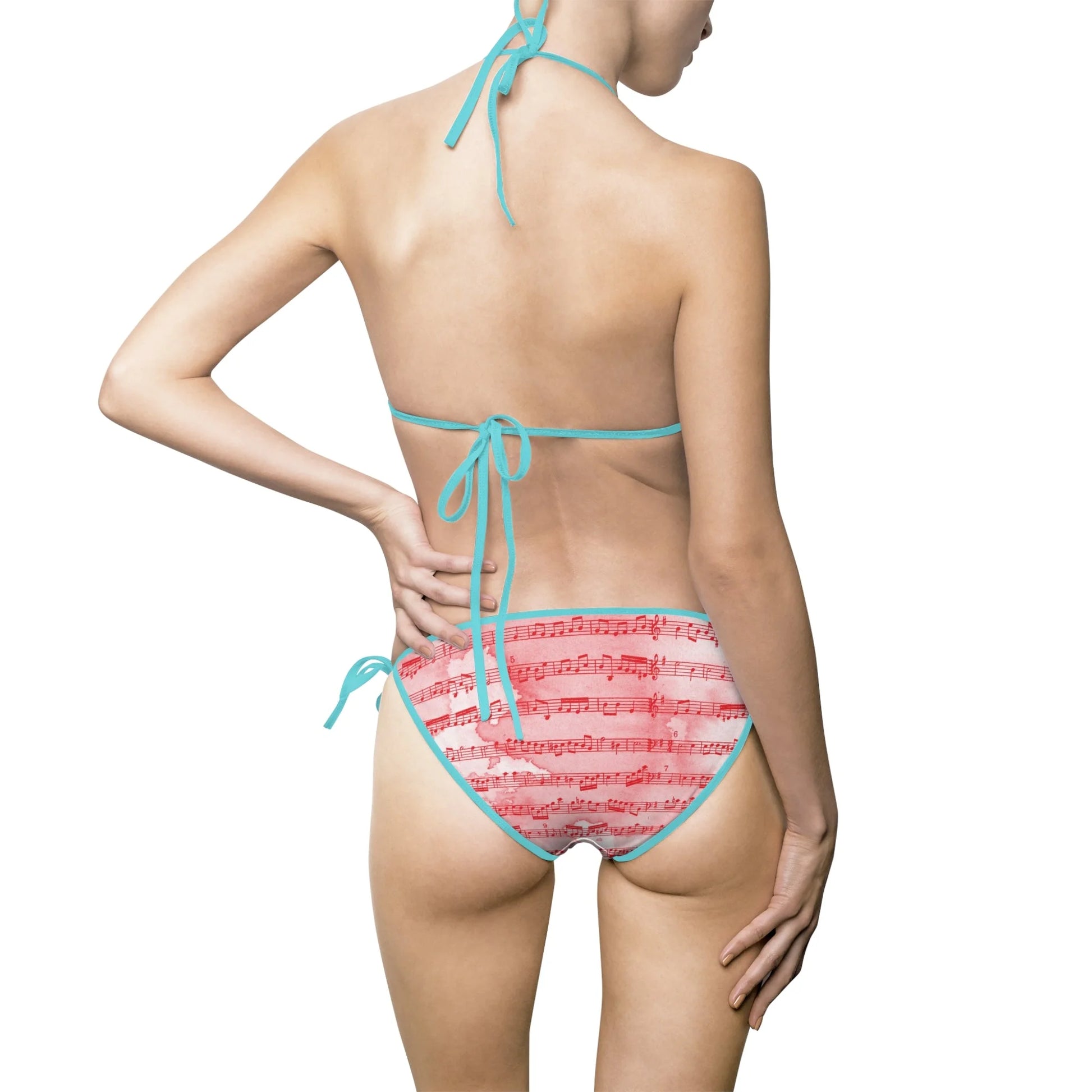 Pink Musical Note Art Printed Bikini Swimsuit, Artsulli - Art is Long, Life is Short, All Over Prints, , , , , , , 