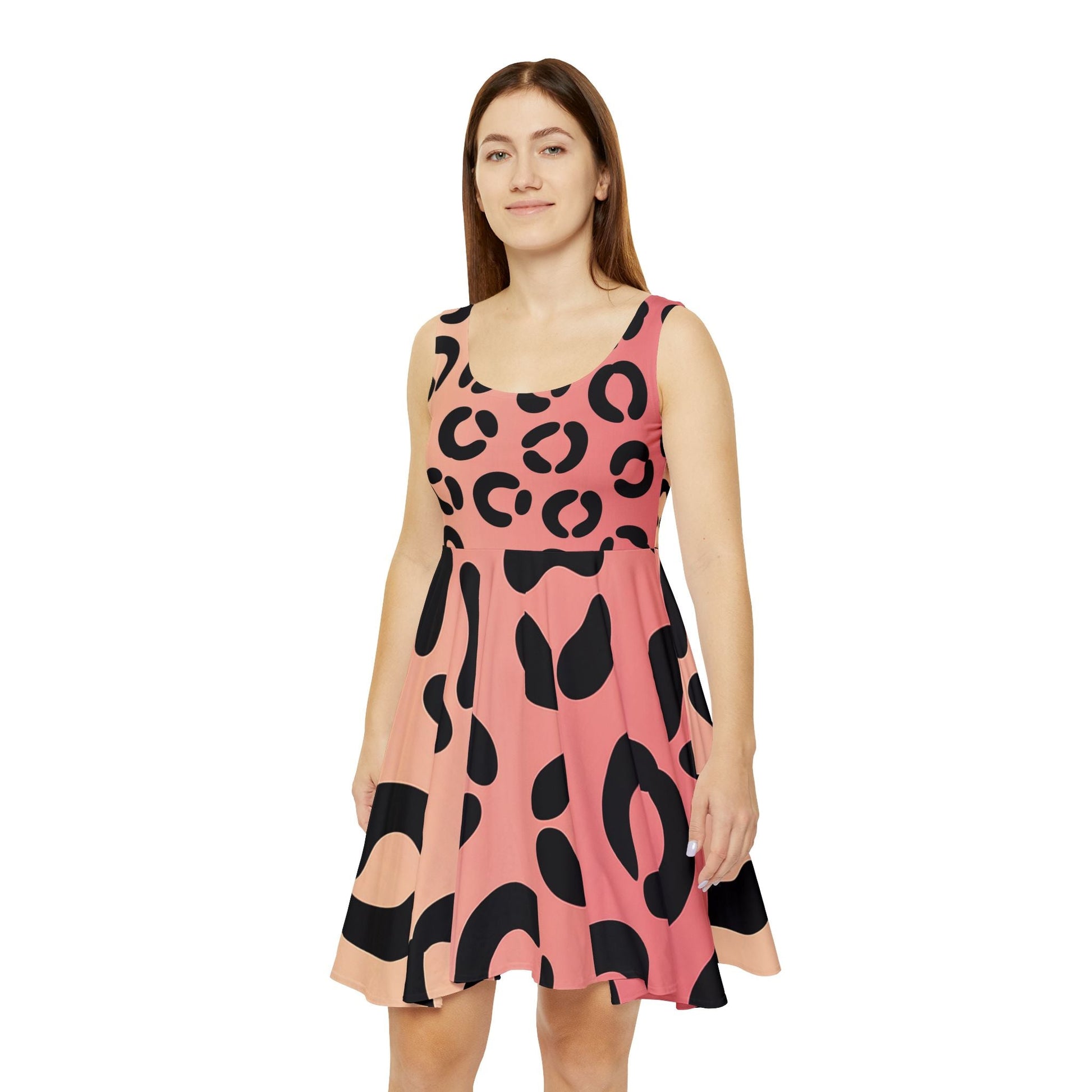 Pink Ombré Animal Print Skater Dress, Artsulli - Art is Long, Life is Short, All Over Prints, , , , , , , 