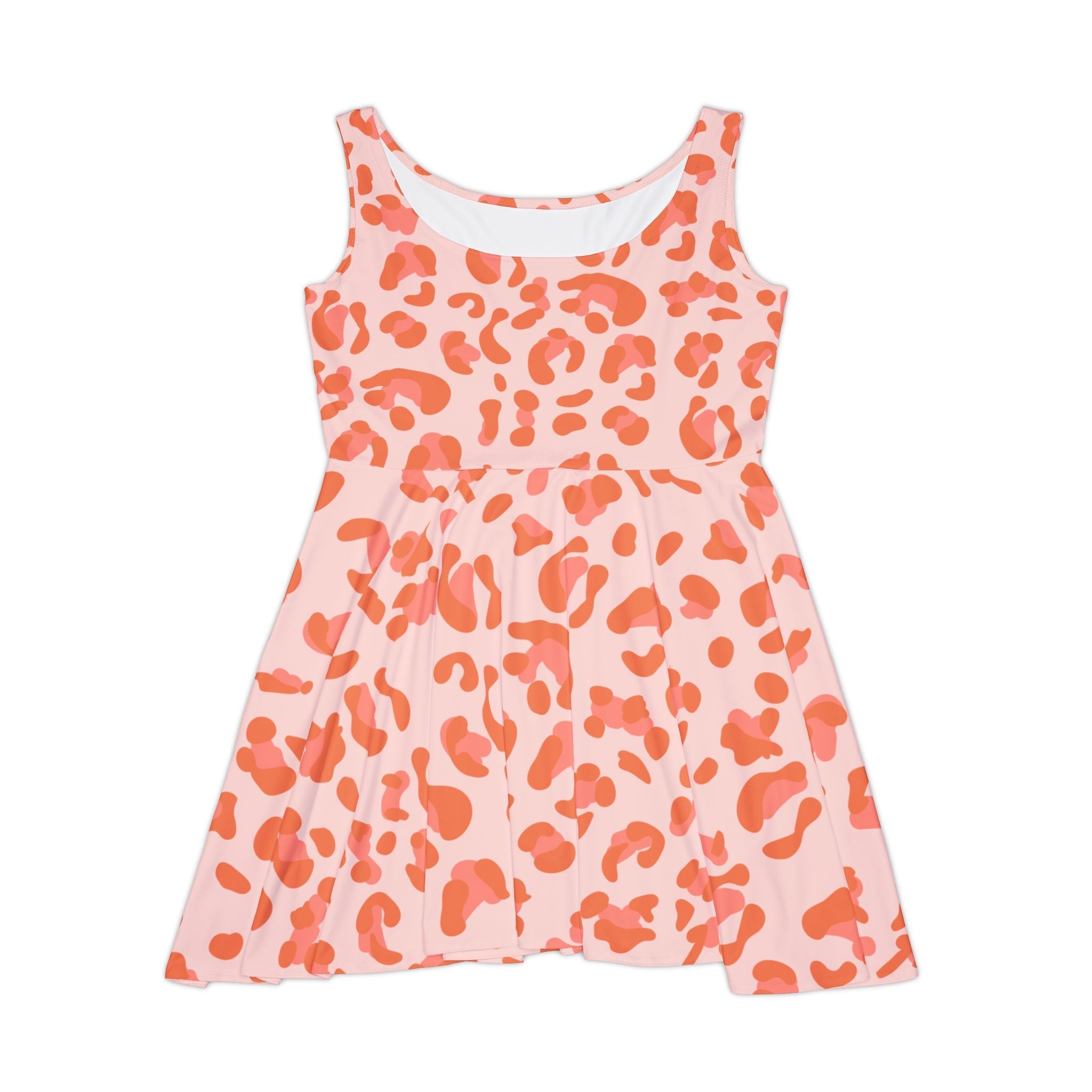 Pink Orange Leopard Skater Dress, Artsulli - Art is Long, Life is Short, All Over Prints, Size, XS, , , , , 18705455201809409965