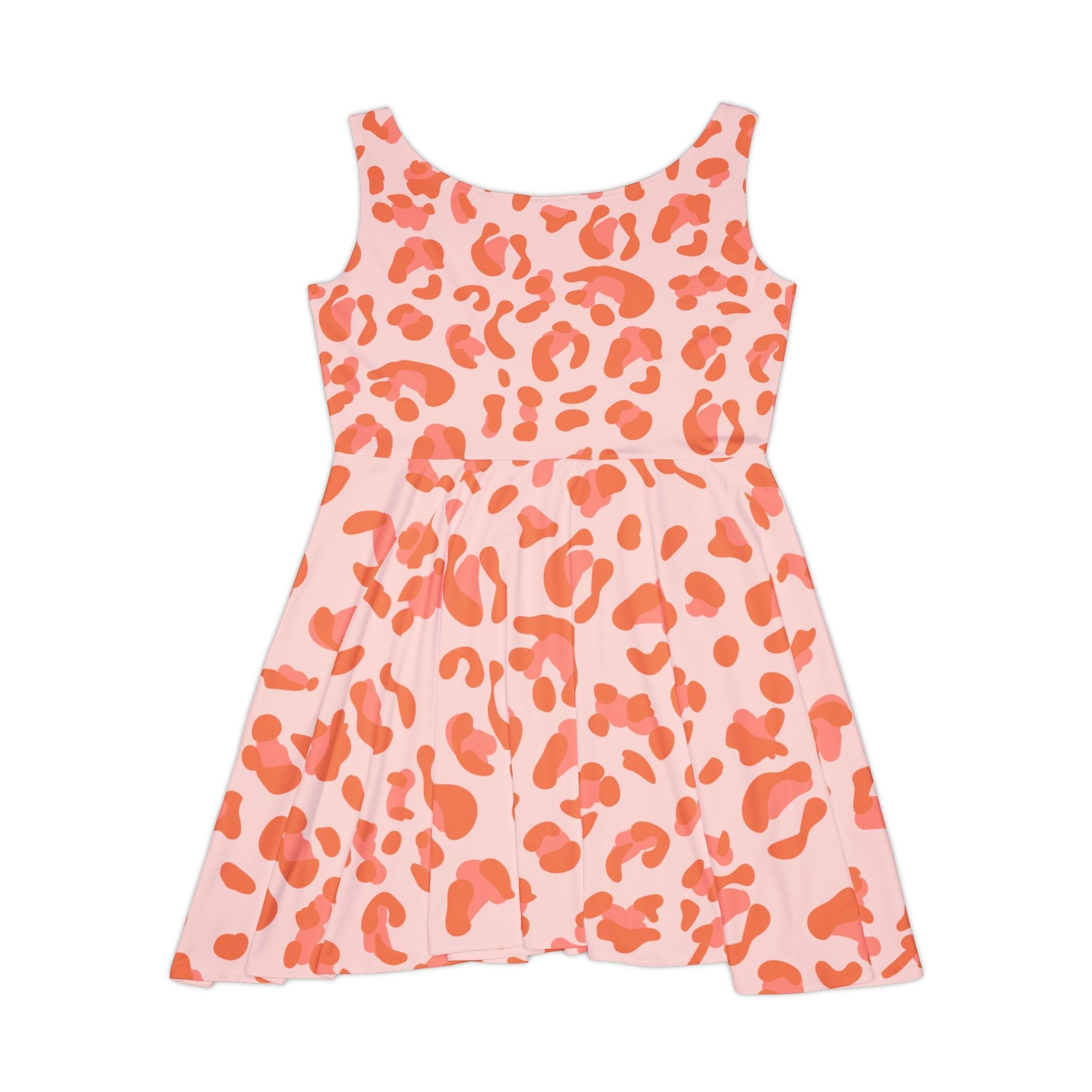 Pink Orange Leopard Skater Dress, Artsulli - Art is Long, Life is Short, All Over Prints, , , , , , , 