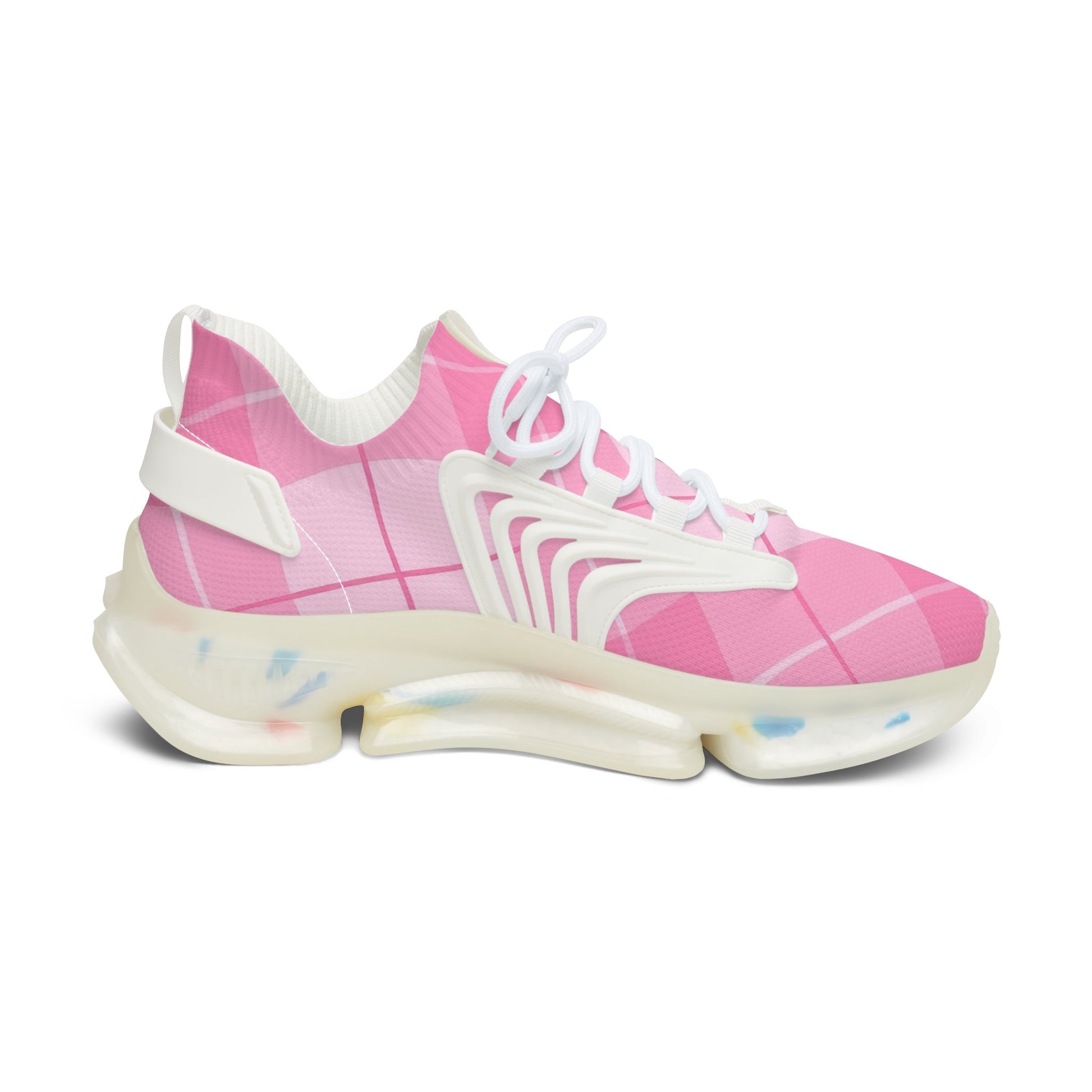 Pink Plaid Athletic Mesh Sneakers, Artsulli - Art is Long, Life is Short, Shoes, , , , , , , 
