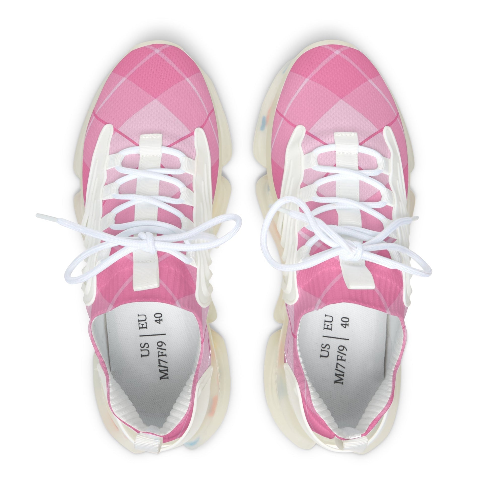 Pink Plaid Athletic Mesh Sneakers, Artsulli - Art is Long, Life is Short, Shoes, , , , , , , 