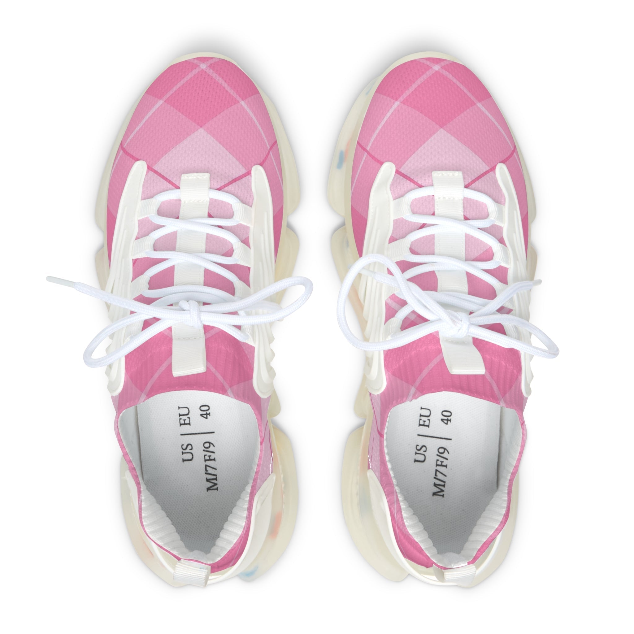 Pink Plaid Athletic Mesh Sneakers, Artsulli - Art is Long, Life is Short, Shoes, , , , , , , 