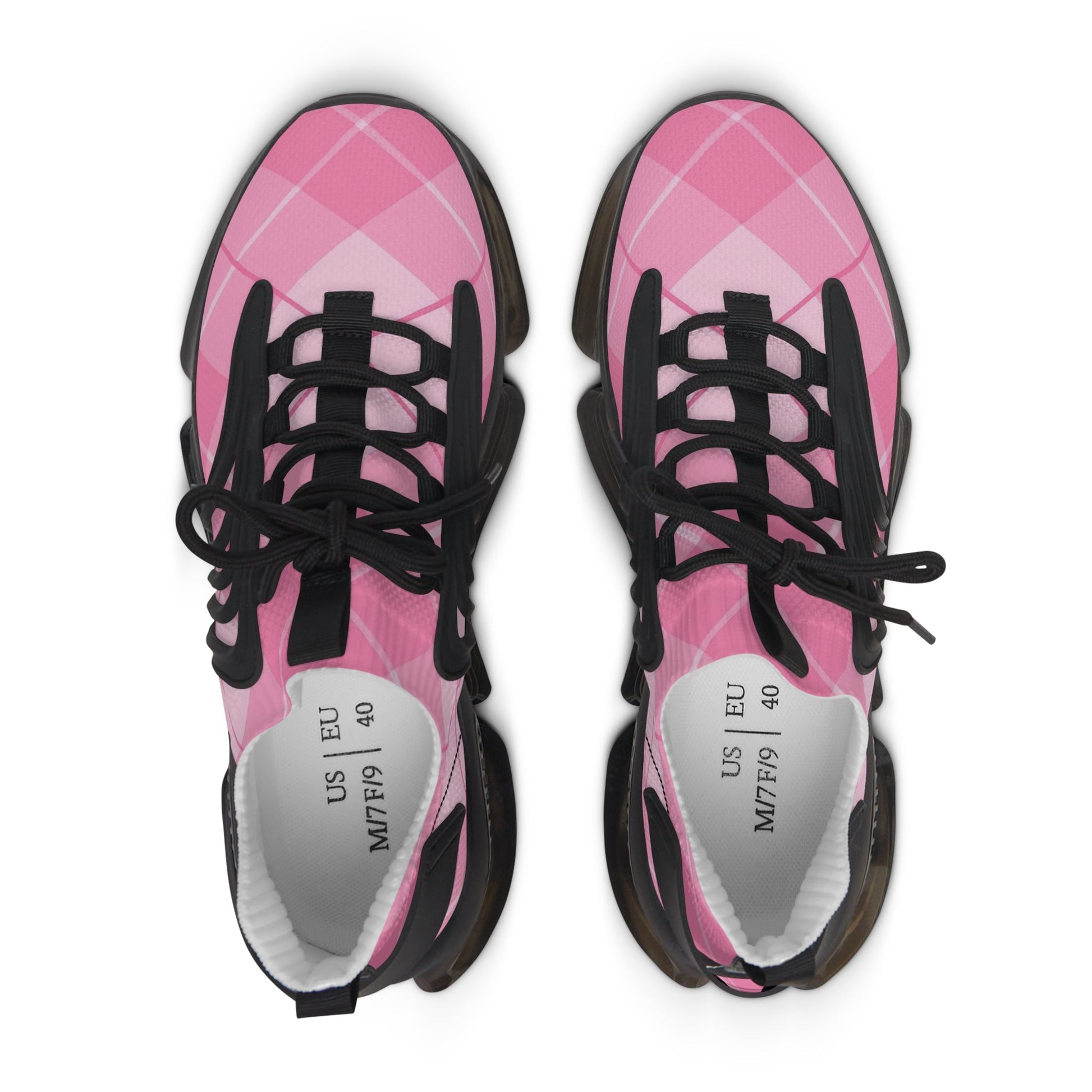 Pink Plaid Athletic Mesh Sneakers, Artsulli - Art is Long, Life is Short, Shoes, , , , , , , 