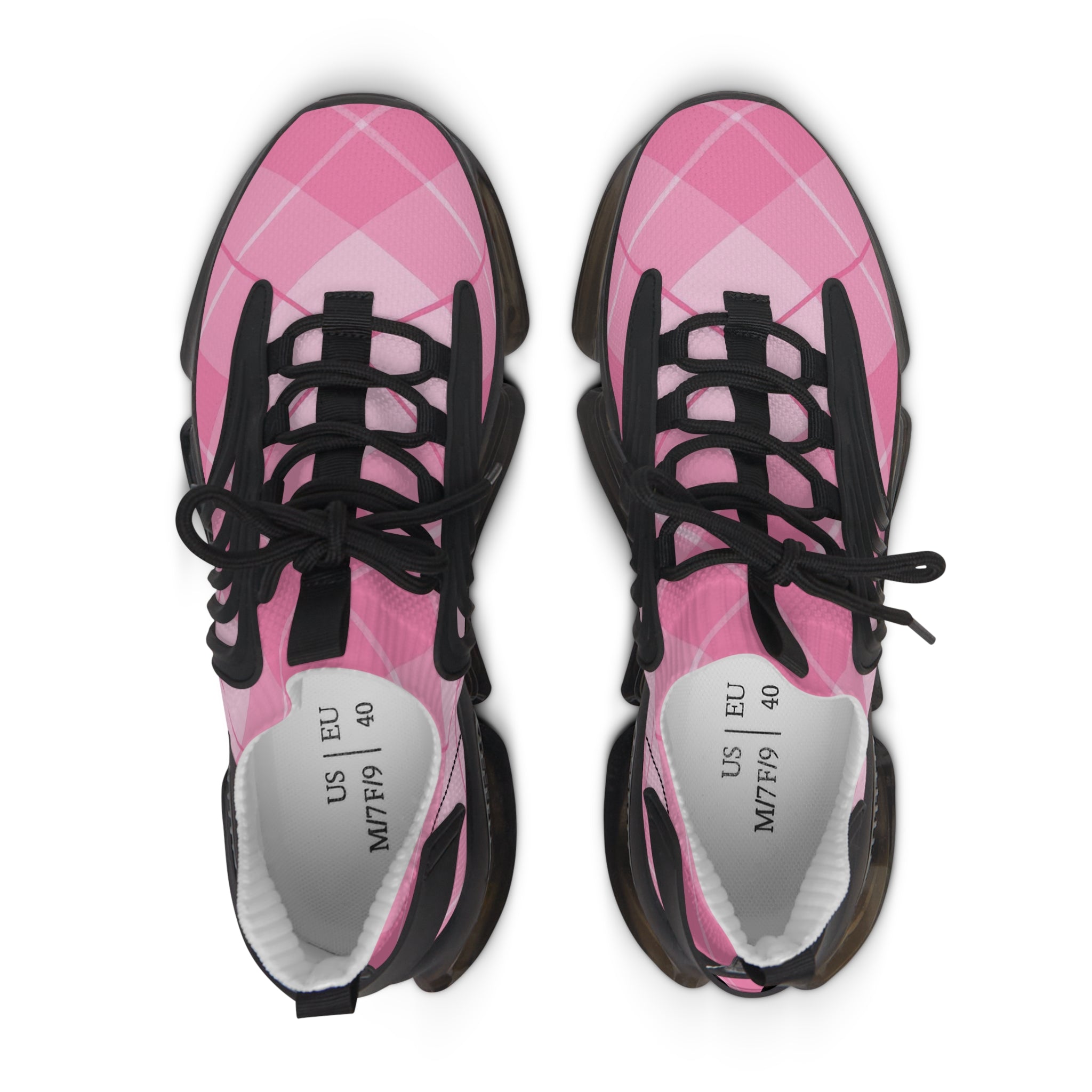 Pink Plaid Athletic Mesh Sneakers, Artsulli - Art is Long, Life is Short, Shoes, , , , , , , 