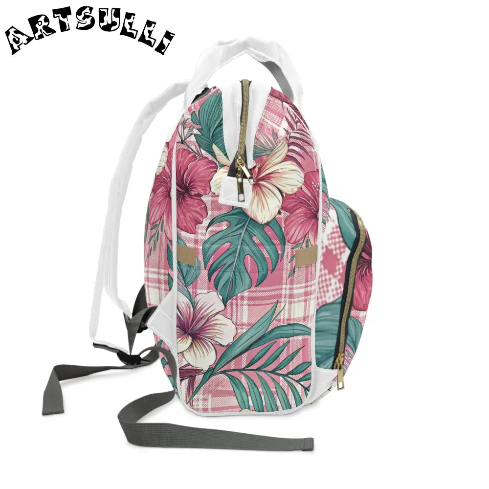 JAKKOUTTHEBXX Pink Plaid x Floral Multi-Purpose Diaper Backpack 2025