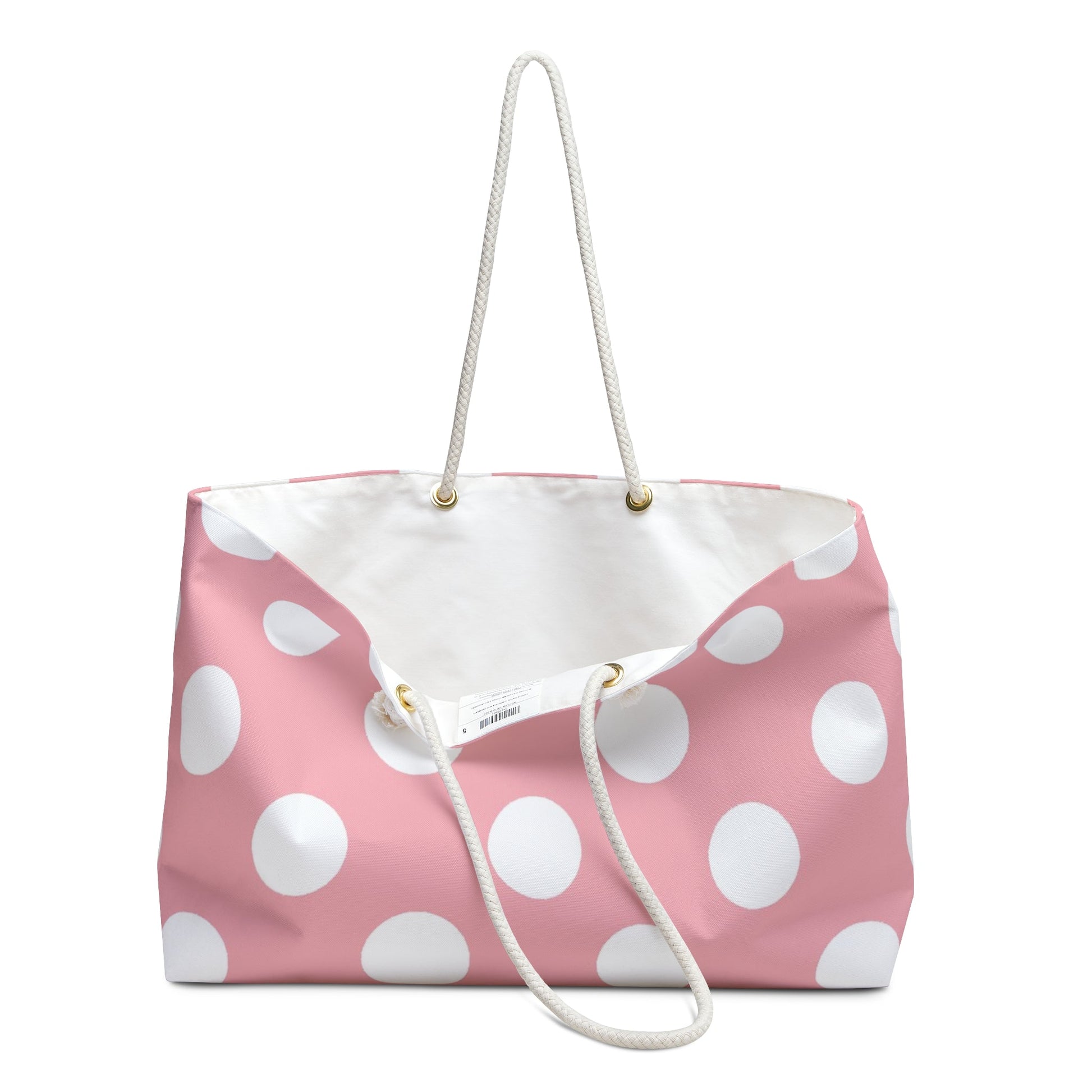 Pink Polka Dot Canvas Weekender Tote, Artsulli - Art is Long, Life is Short, Bags, , , , , , , 
