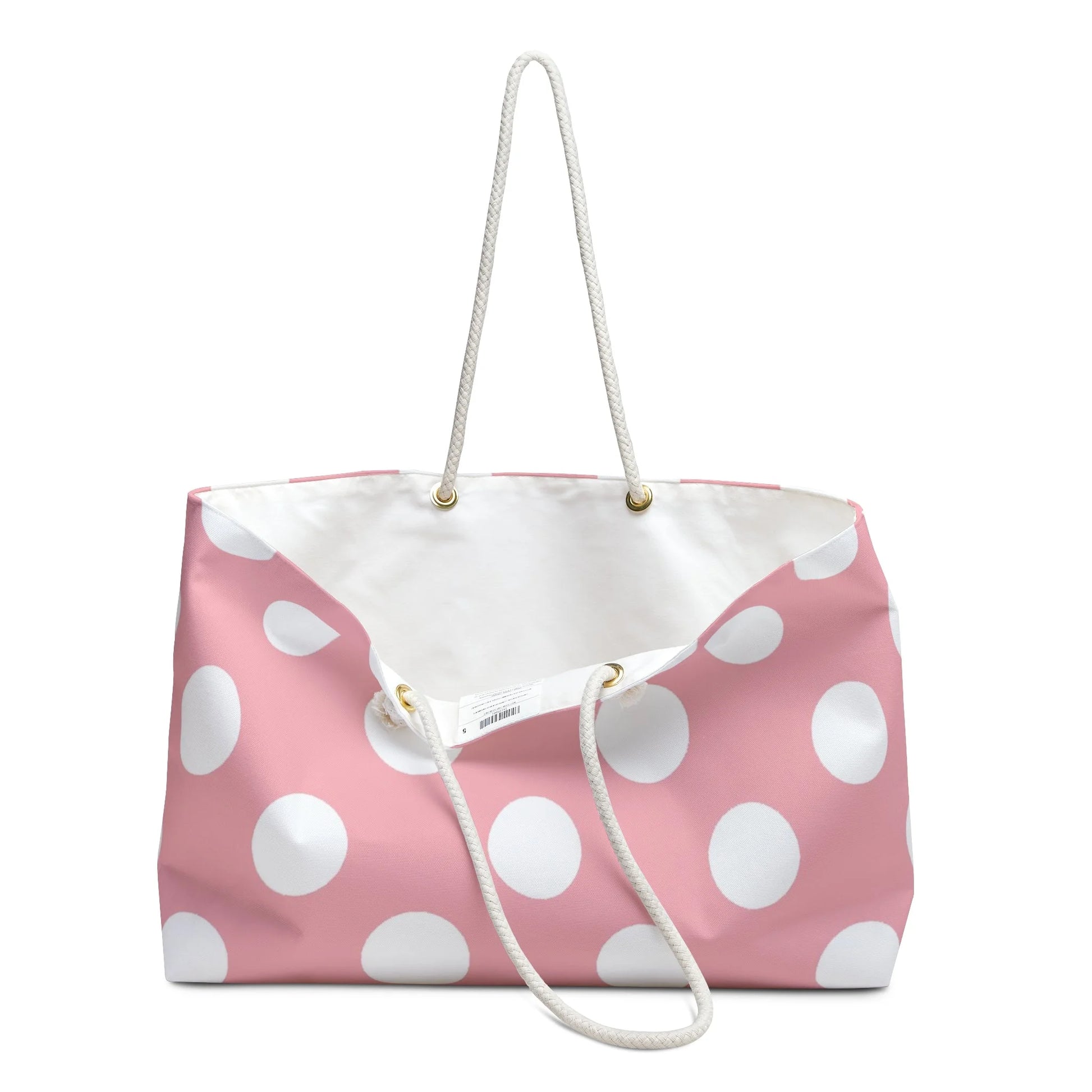 Pink Polka Dot Canvas Weekender Tote, Artsulli - Art is Long, Life is Short, Bags, , , , , , , 