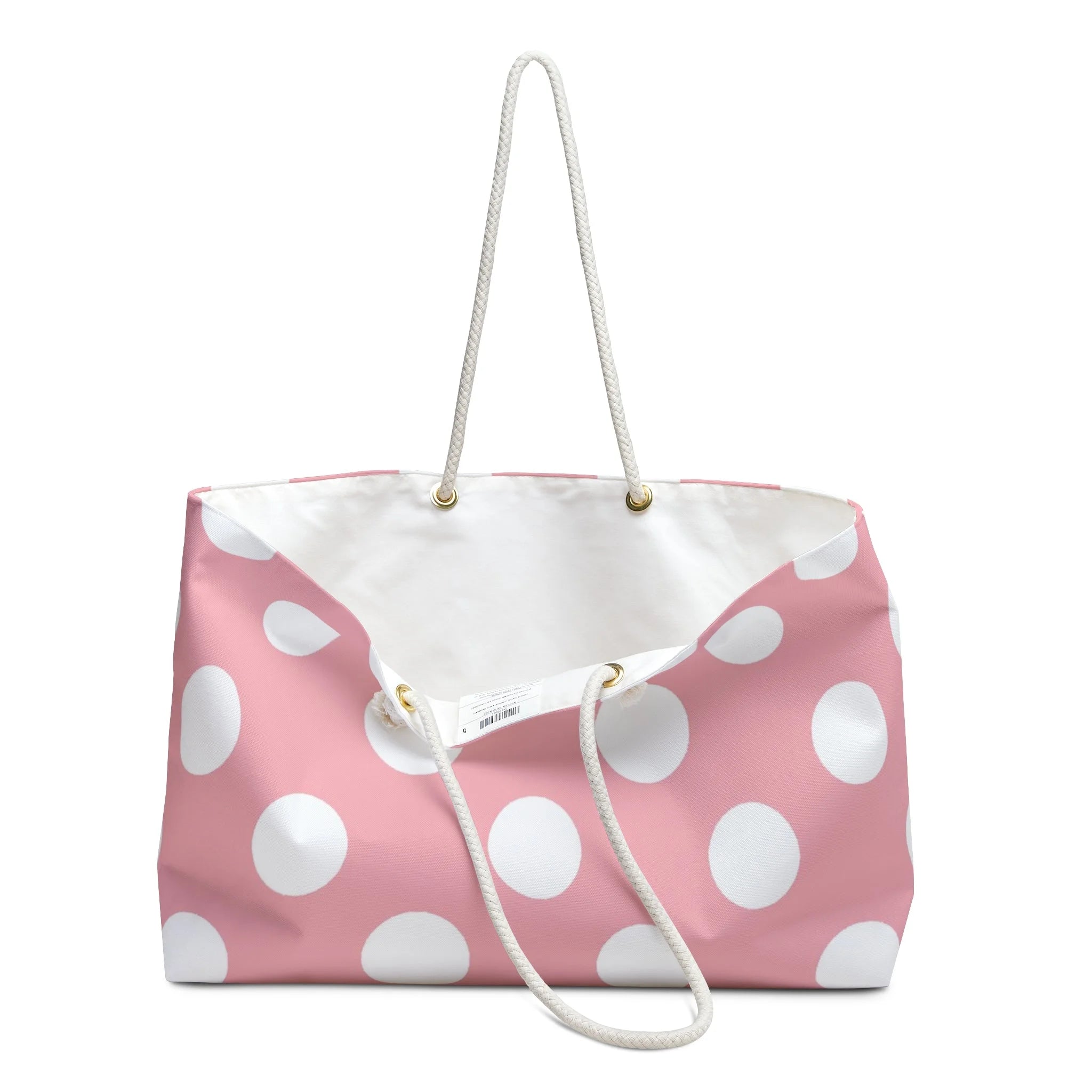 Pink Polka Dot Canvas Weekender Tote, Artsulli - Art is Long, Life is Short, Bags, , , , , , , 