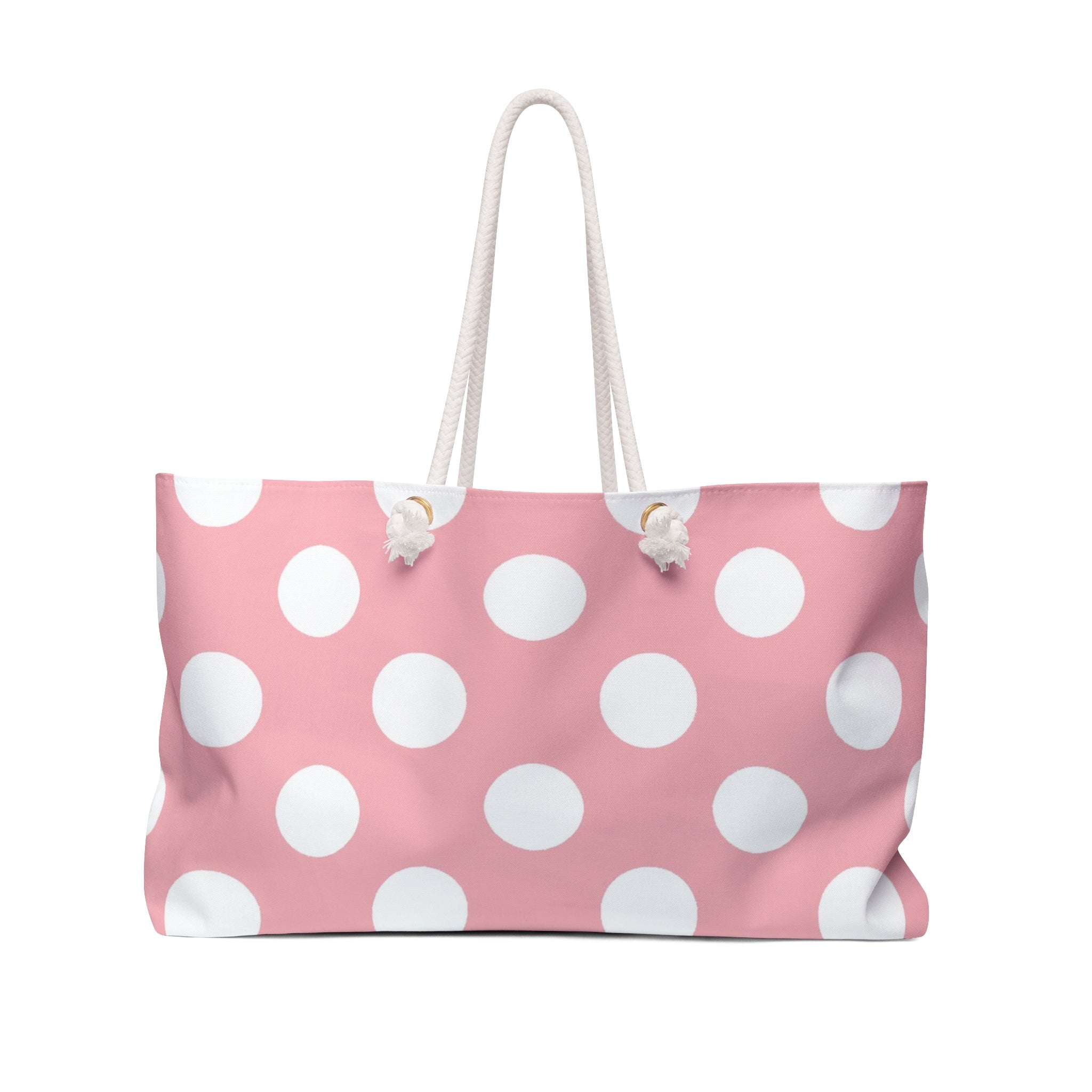 Pink Polka Dot Canvas Weekender Tote, Artsulli - Art is Long, Life is Short, Bags, Size, 24" × 13", , , , , 27500346085534189496
