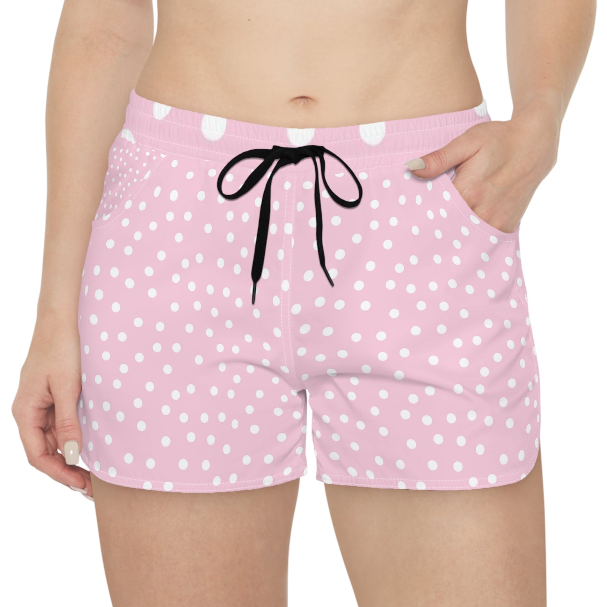 Pink Polka Dot Drawstring Shorts, Artsulli - Art is Long, Life is Short, All Over Prints, , , , , , , 