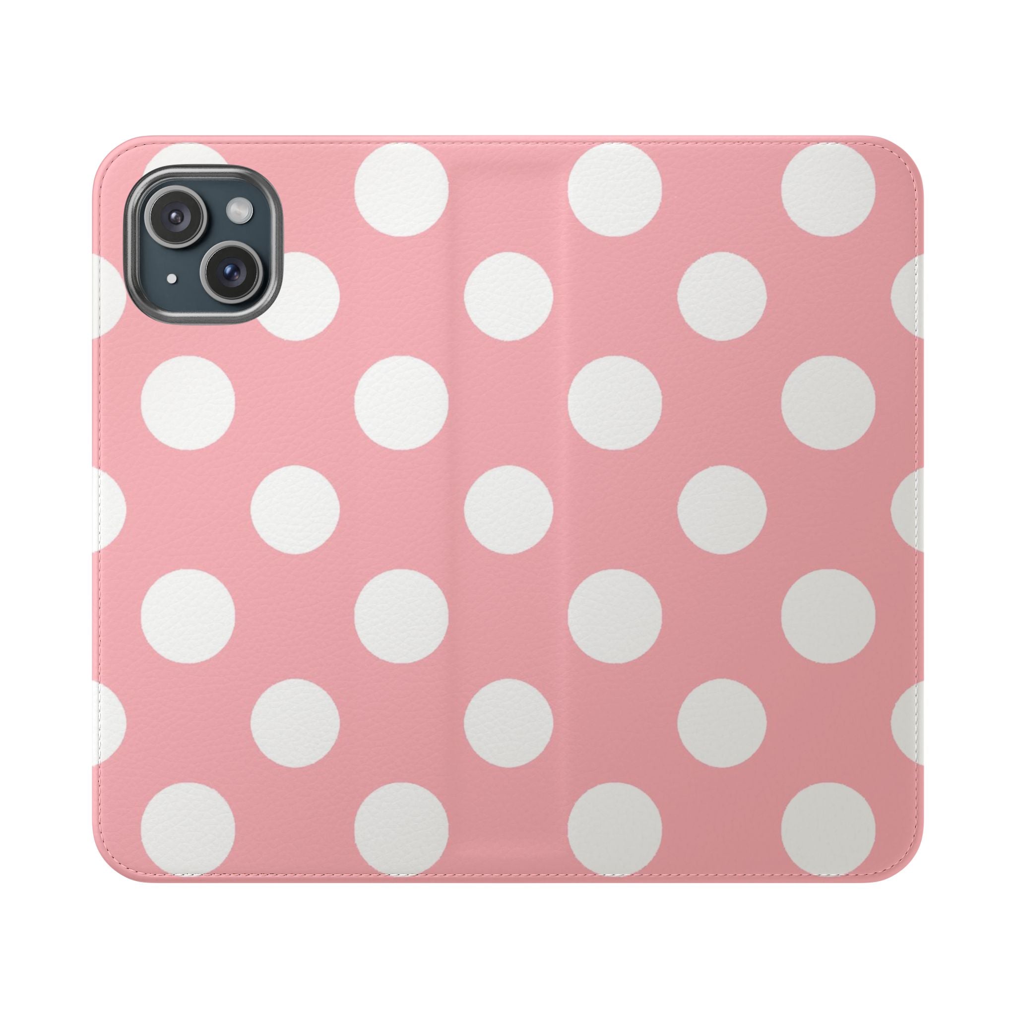 Pink Polka Dot Flip Cases, Artsulli - Art is Long, Life is Short, Phone Case, Size, iPhone 15 Plus, , , , , 18989474532420524570