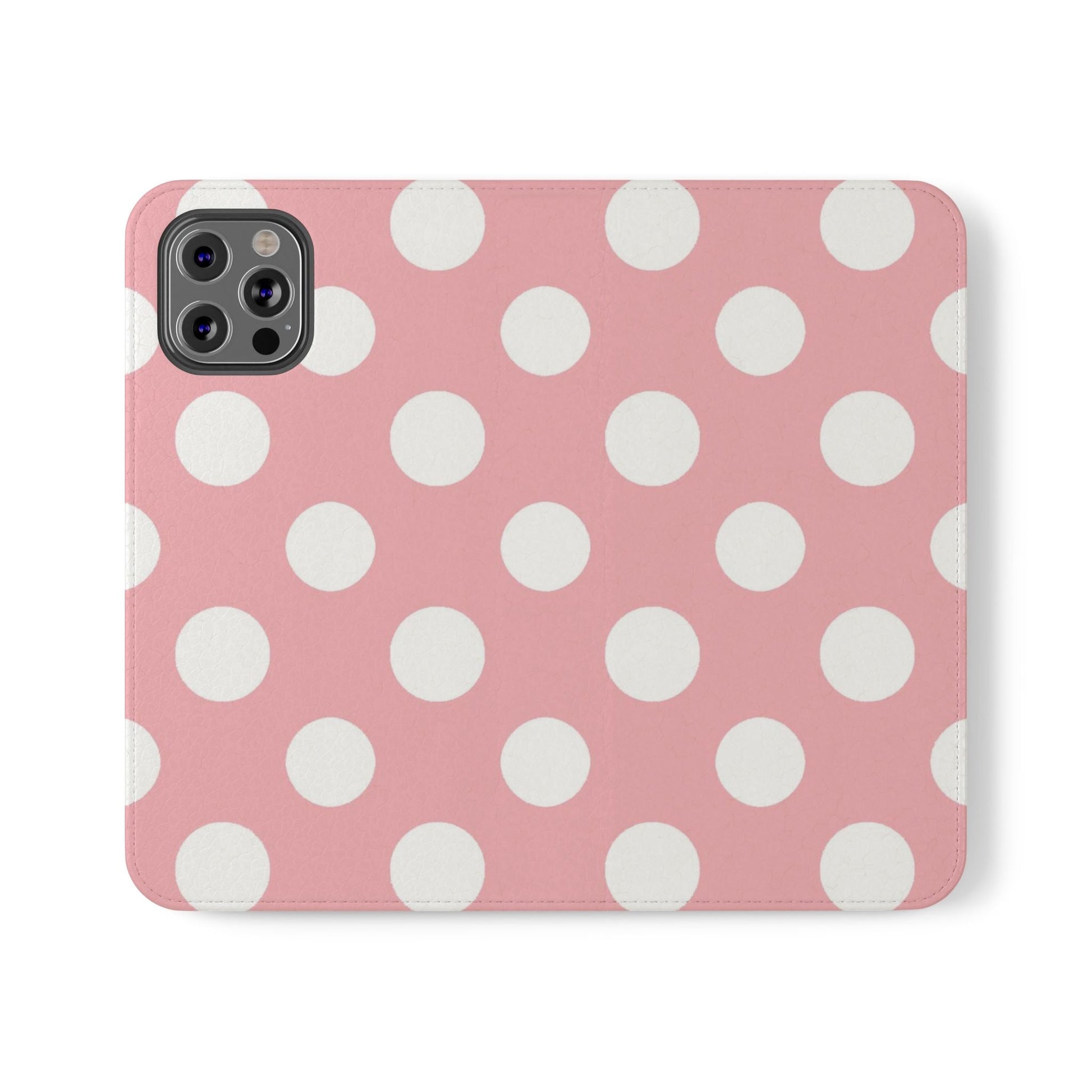 Pink Polka Dot Flip Cases, Artsulli - Art is Long, Life is Short, Phone Case, Size, iPhone 12 Pro, , , , , 99419276726282431500