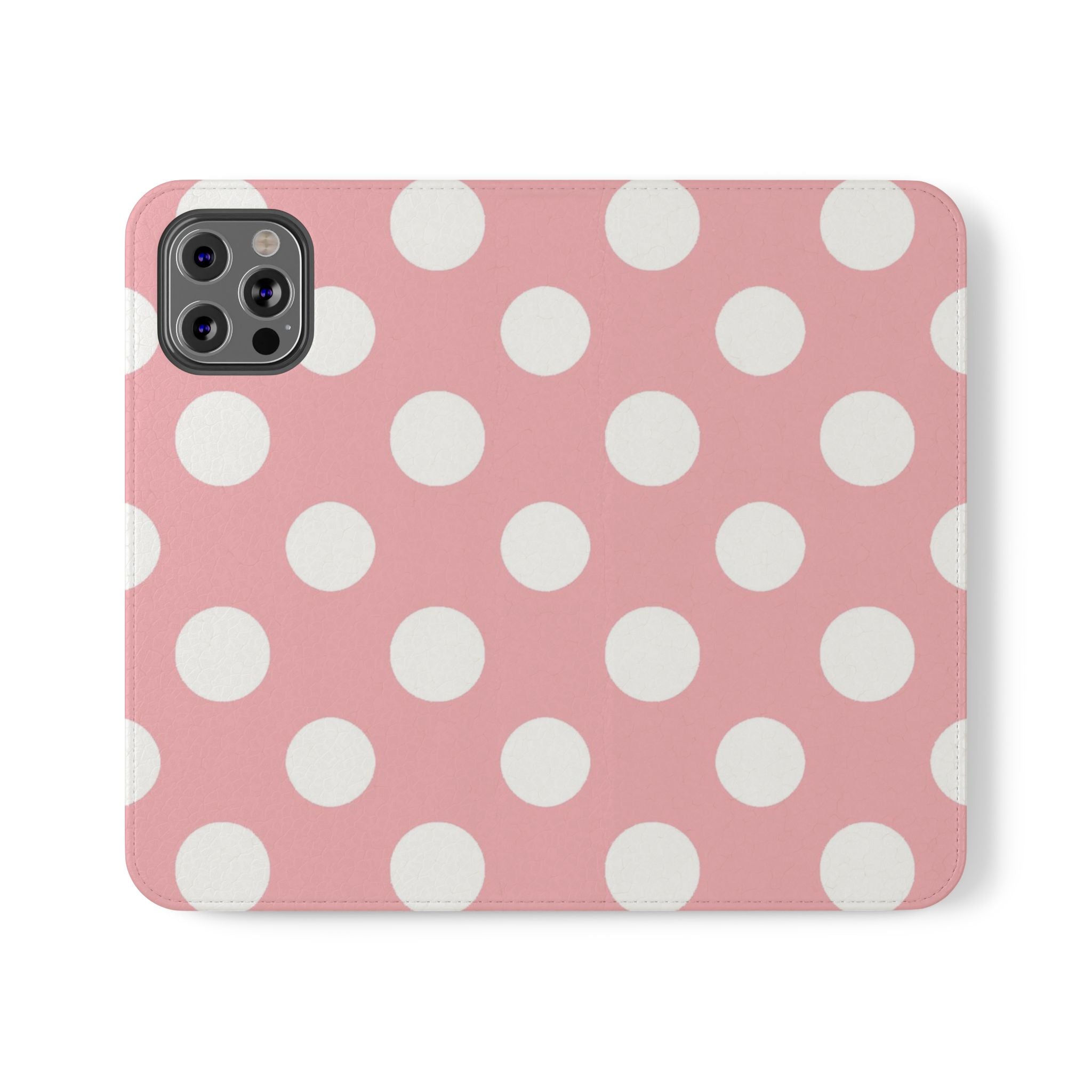Pink Polka Dot Flip Cases, Artsulli - Art is Long, Life is Short, Phone Case, Size, iPhone 12 Pro, , , , , 99419276726282431500