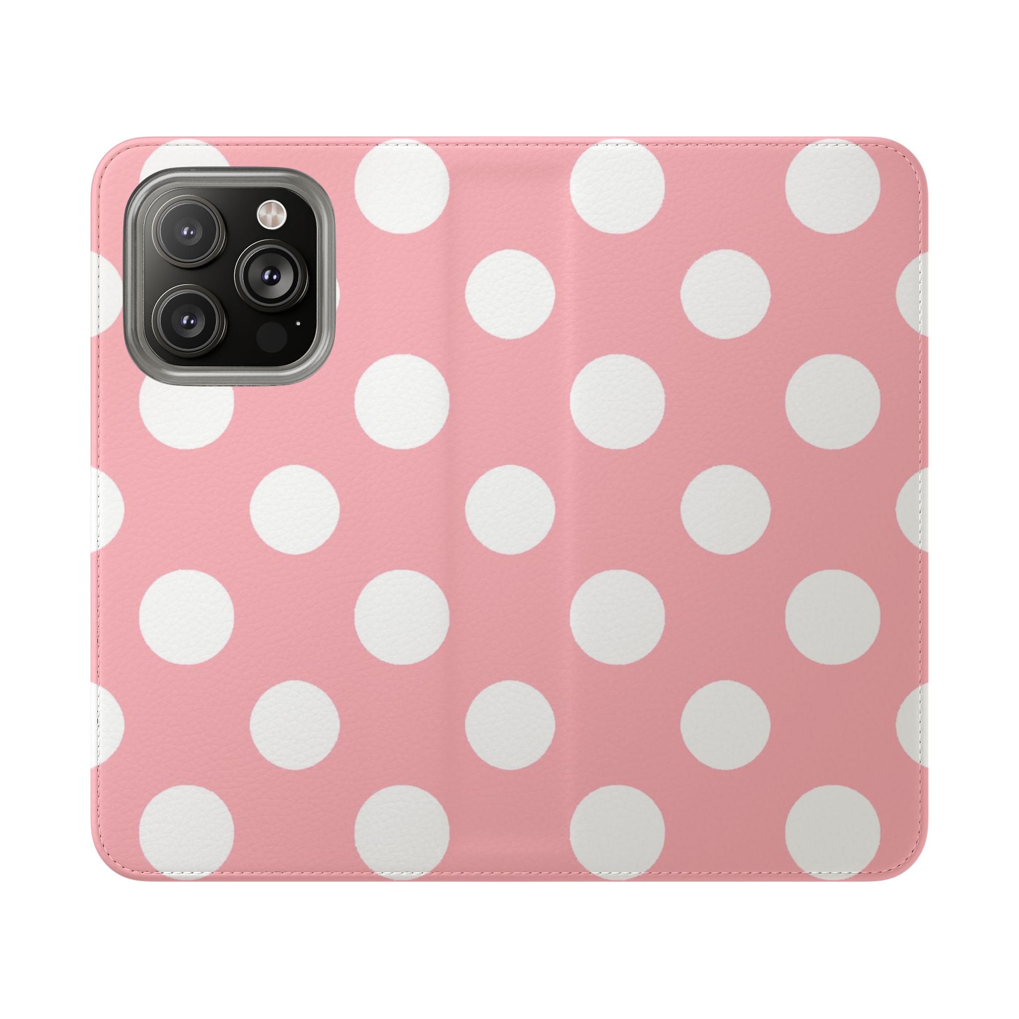 Pink Polka Dot Flip Cases, Artsulli - Art is Long, Life is Short, Phone Case, Size, iPhone 14 Pro, , , , , 22632713567897007204