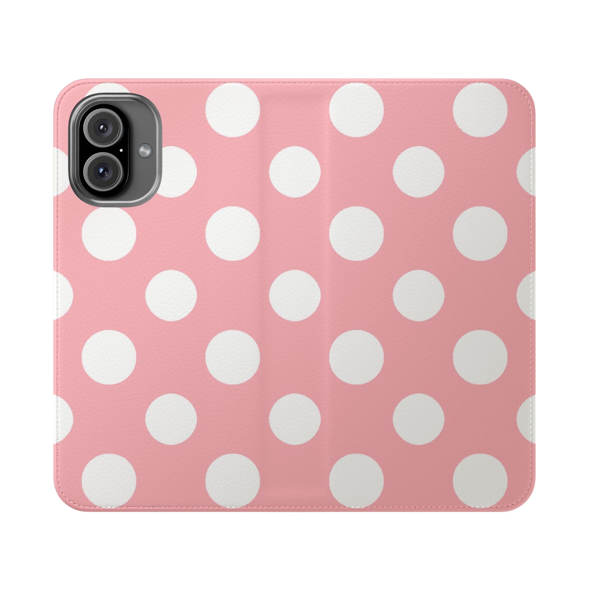 Pink Polka Dot Flip Cases, Artsulli - Art is Long, Life is Short, Phone Case, Size, iPhone 16 Plus, , , , , 27372432943017428171