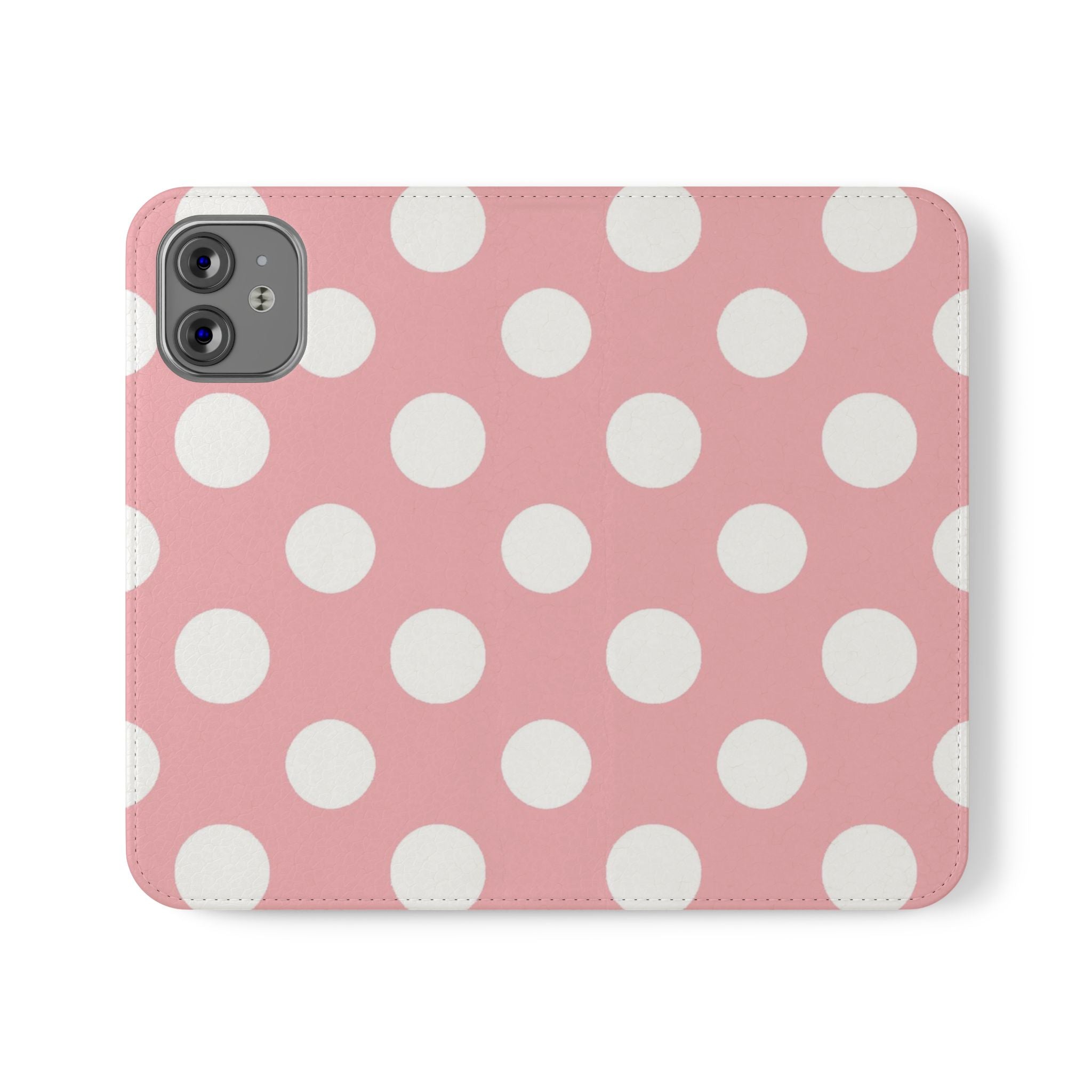 Pink Polka Dot Flip Cases, Artsulli - Art is Long, Life is Short, Phone Case, Size, iPhone 12 Mini, , , , , 22980443305510896302