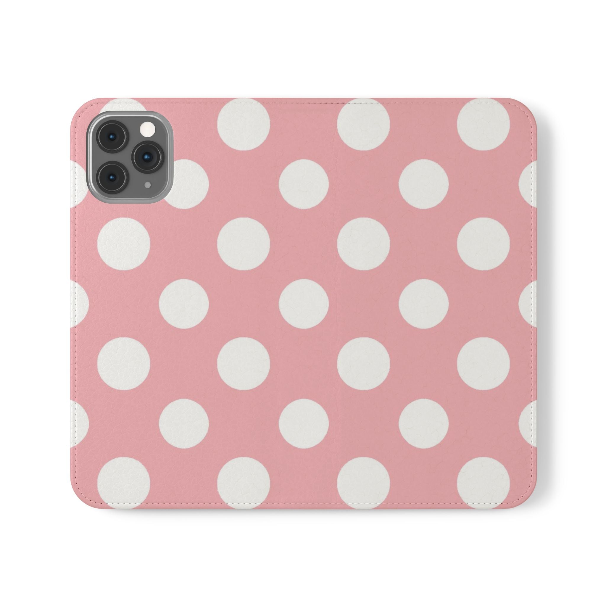 Pink Polka Dot Flip Cases, Artsulli - Art is Long, Life is Short, Phone Case, Size, iPhone 11 Pro, , , , , 18410269432516074650