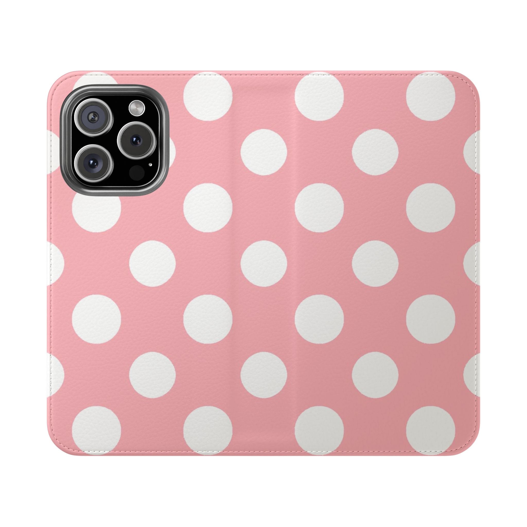 Pink Polka Dot Flip Cases, Artsulli - Art is Long, Life is Short, Phone Case, Size, iPhone 16 Pro, , , , , 62296676125454771574
