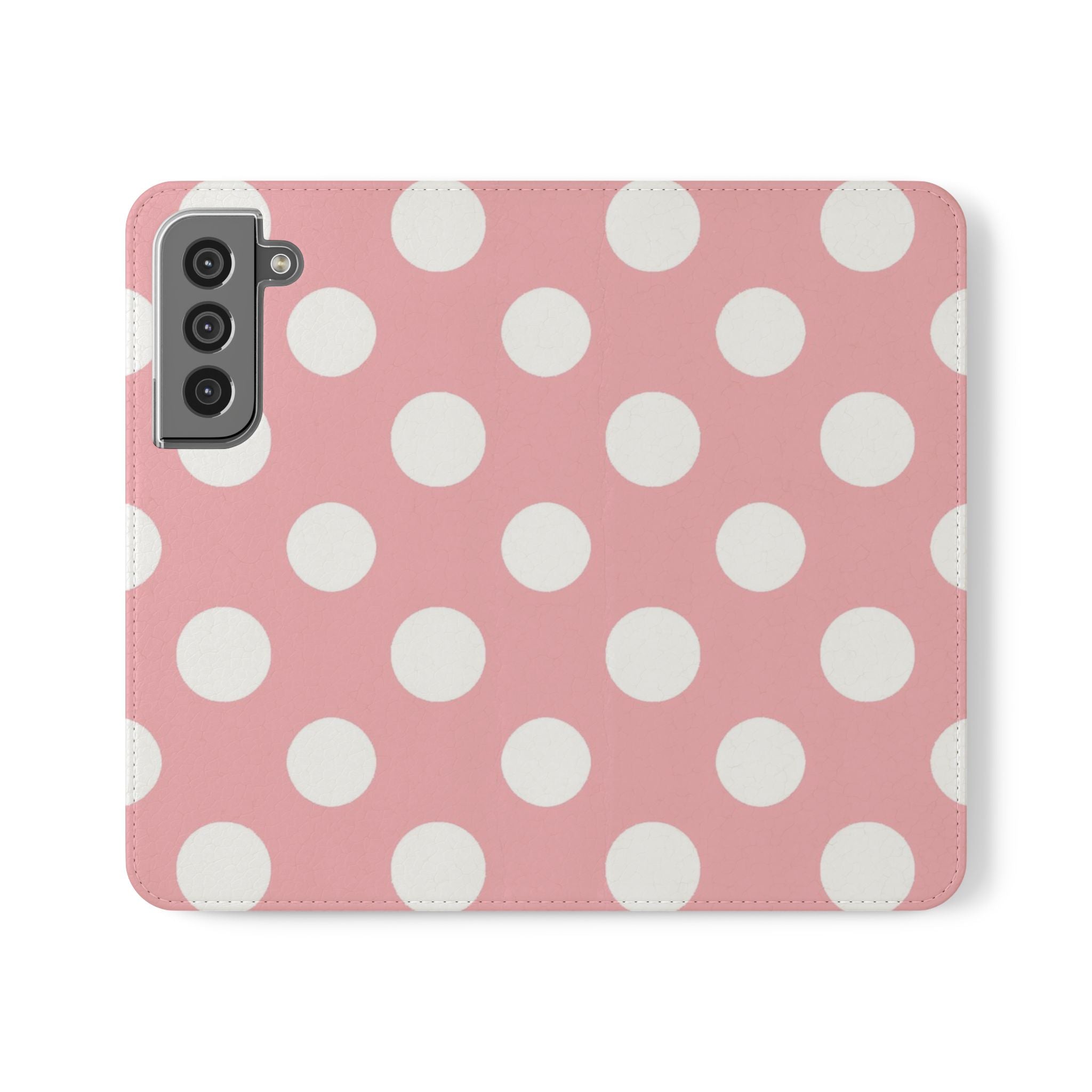 Pink Polka Dot Flip Cases, Artsulli - Art is Long, Life is Short, Phone Case, Size, Samsung Galaxy S22, , , , , 19737872031847549536
