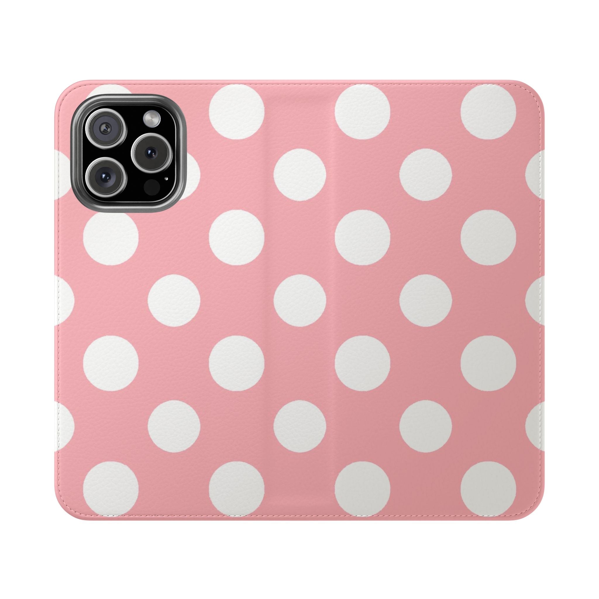 Pink Polka Dot Flip Cases, Artsulli - Art is Long, Life is Short, Phone Case, Size, iPhone 16 Pro Max, , , , , 88181319000886591751