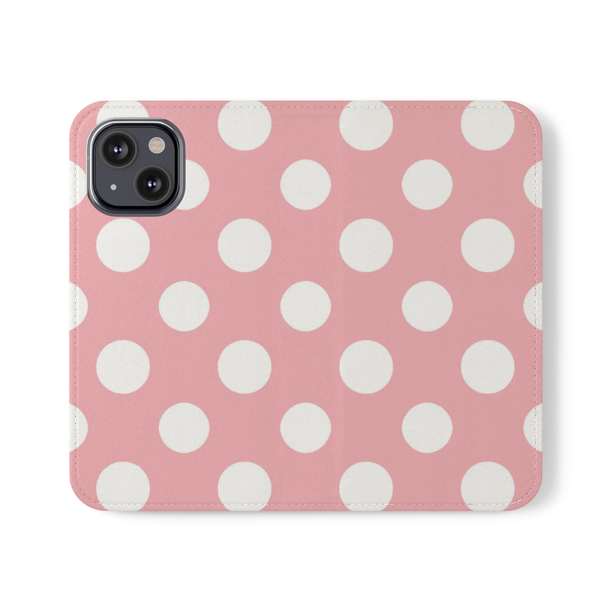 Pink Polka Dot Flip Cases, Artsulli - Art is Long, Life is Short, Phone Case, Size, iPhone 13 Mini, , , , , 30129935777836074343