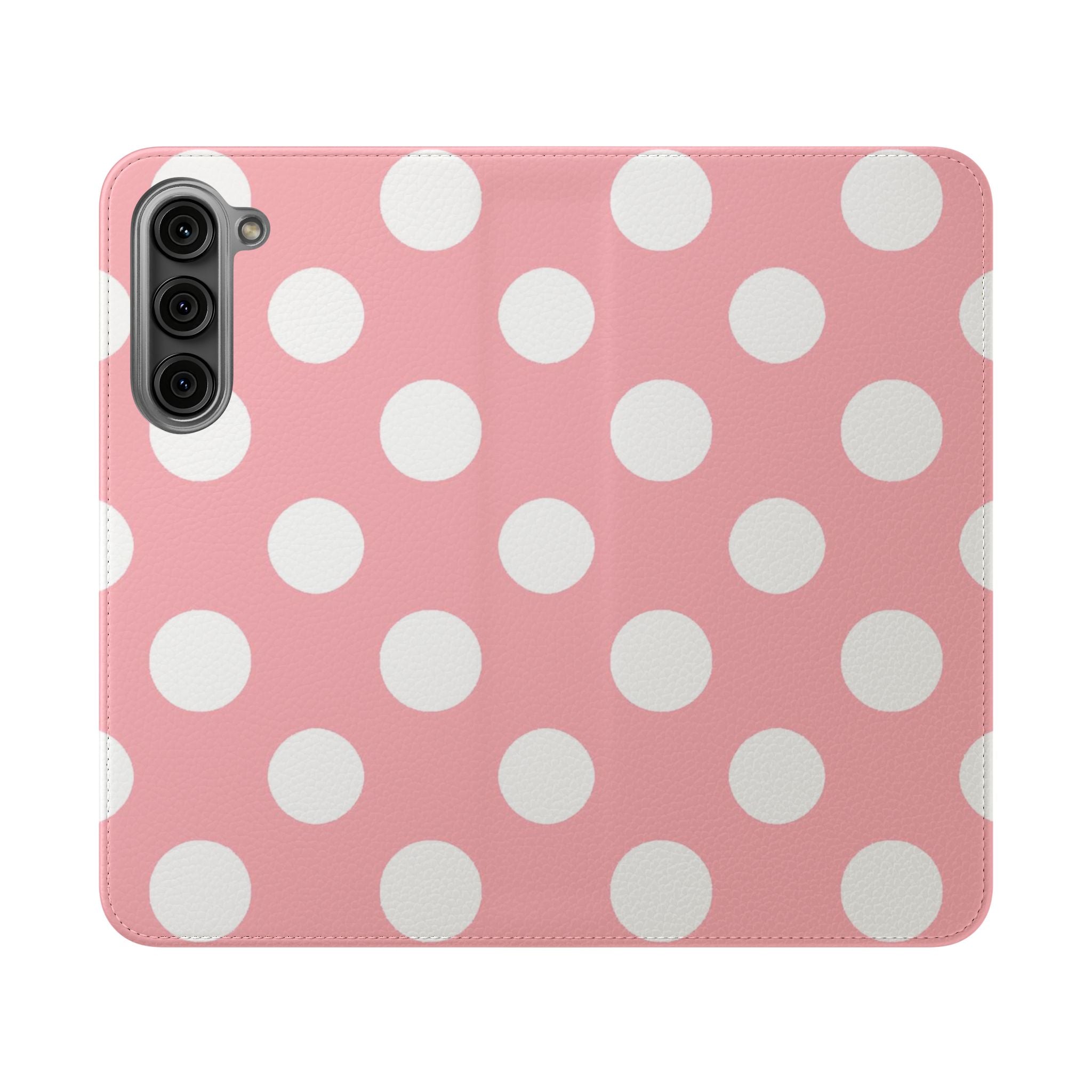 Pink Polka Dot Flip Cases, Artsulli - Art is Long, Life is Short, Phone Case, Size, Samsung Galaxy S23 Plus, , , , , 29372496698617044139
