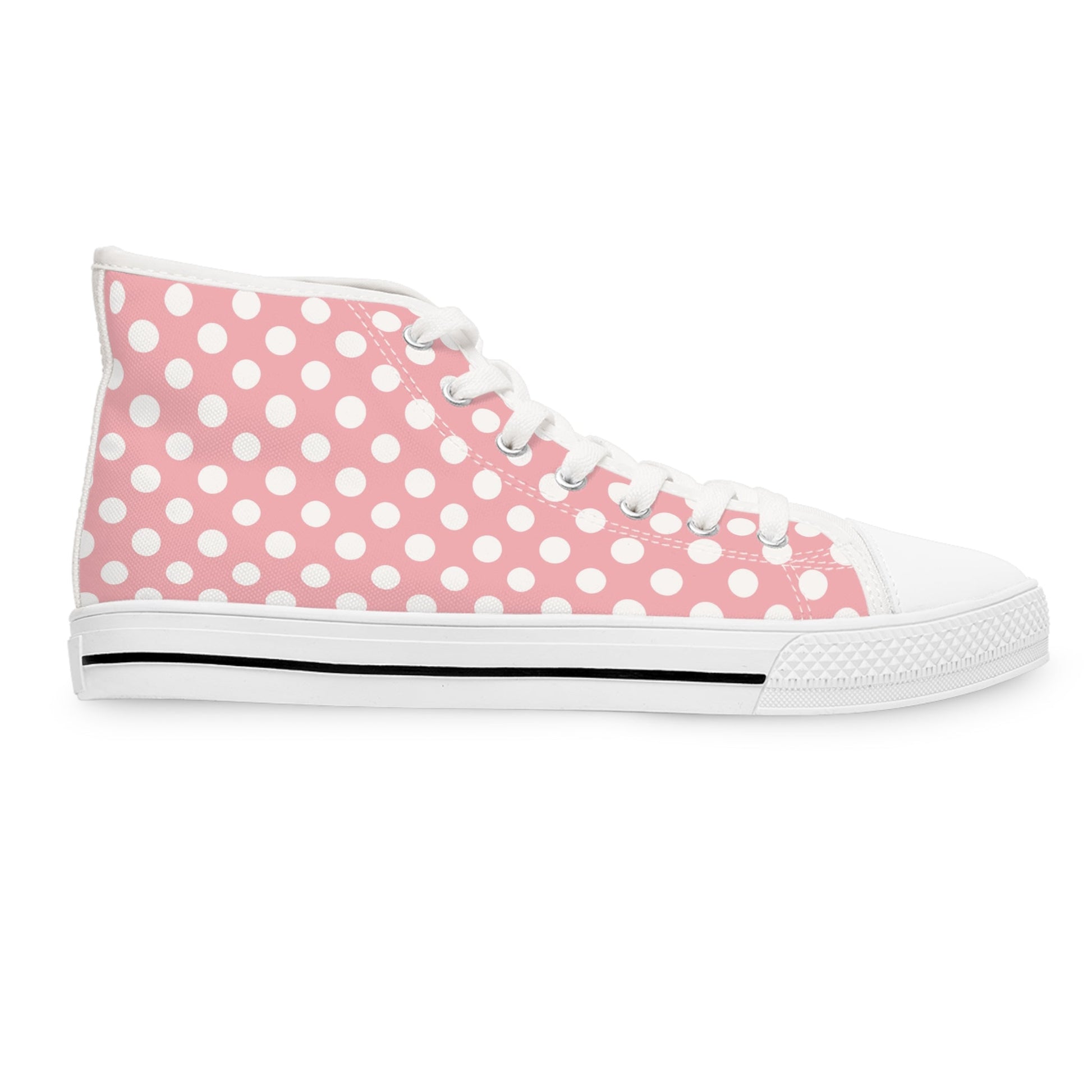 Pink Polka Dot High Top Sneakers, Artsulli - Art is Long, Life is Short, Shoes, , , , , , , 
