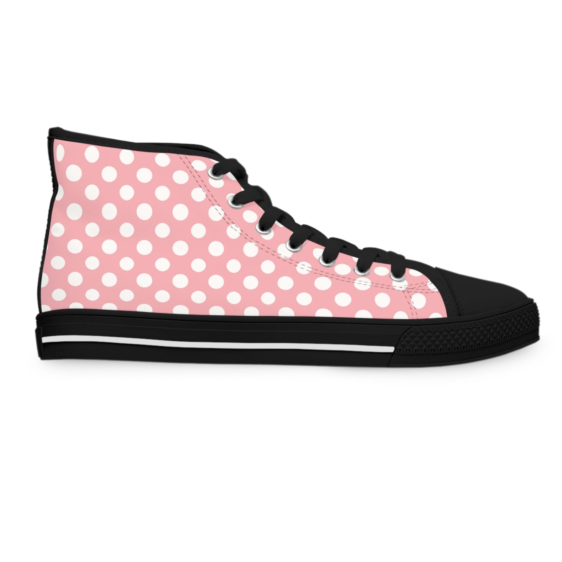 Pink Polka Dot High Top Sneakers, Artsulli - Art is Long, Life is Short, Shoes, , , , , , , 