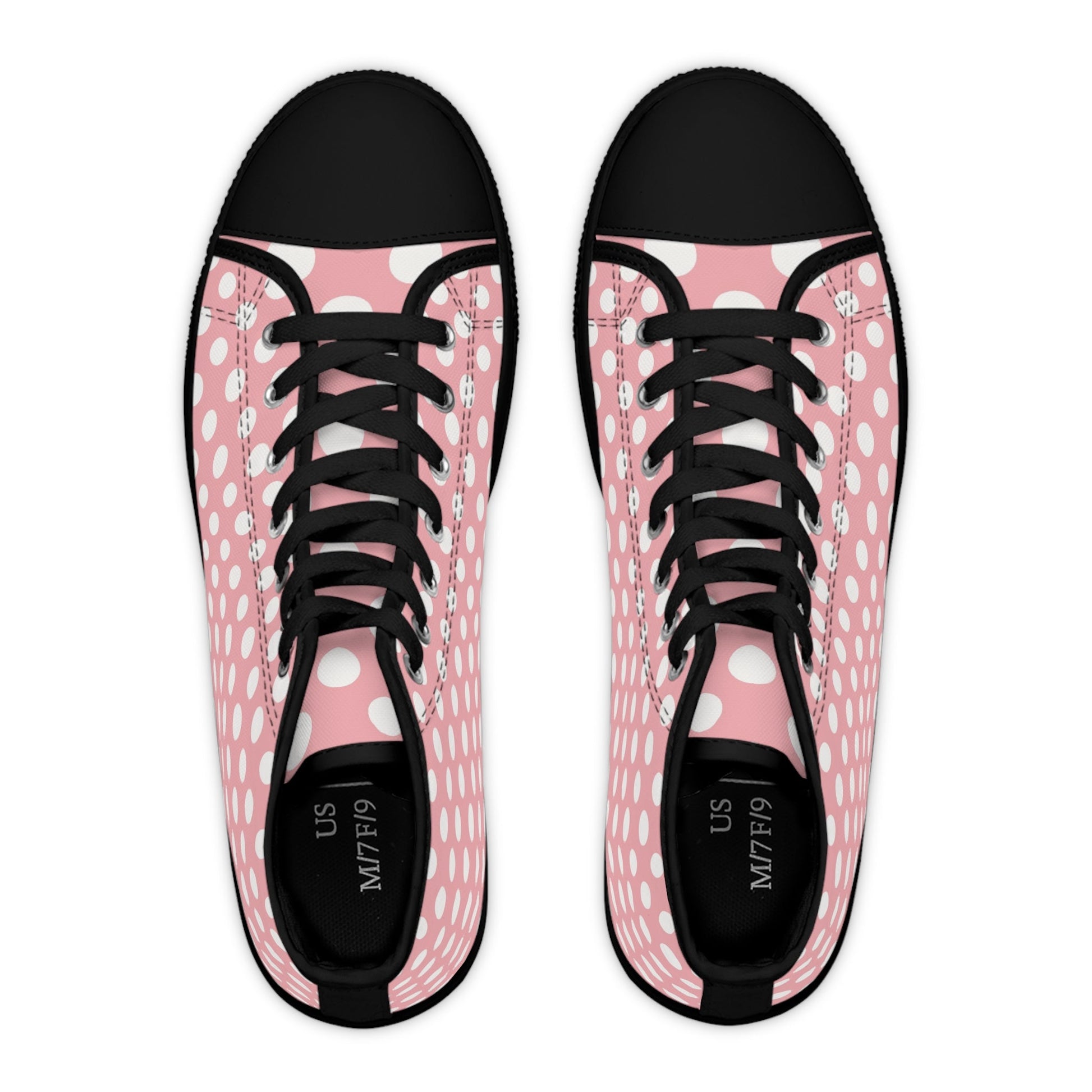 Pink Polka Dot High Top Sneakers, Artsulli - Art is Long, Life is Short, Shoes, , , , , , , 