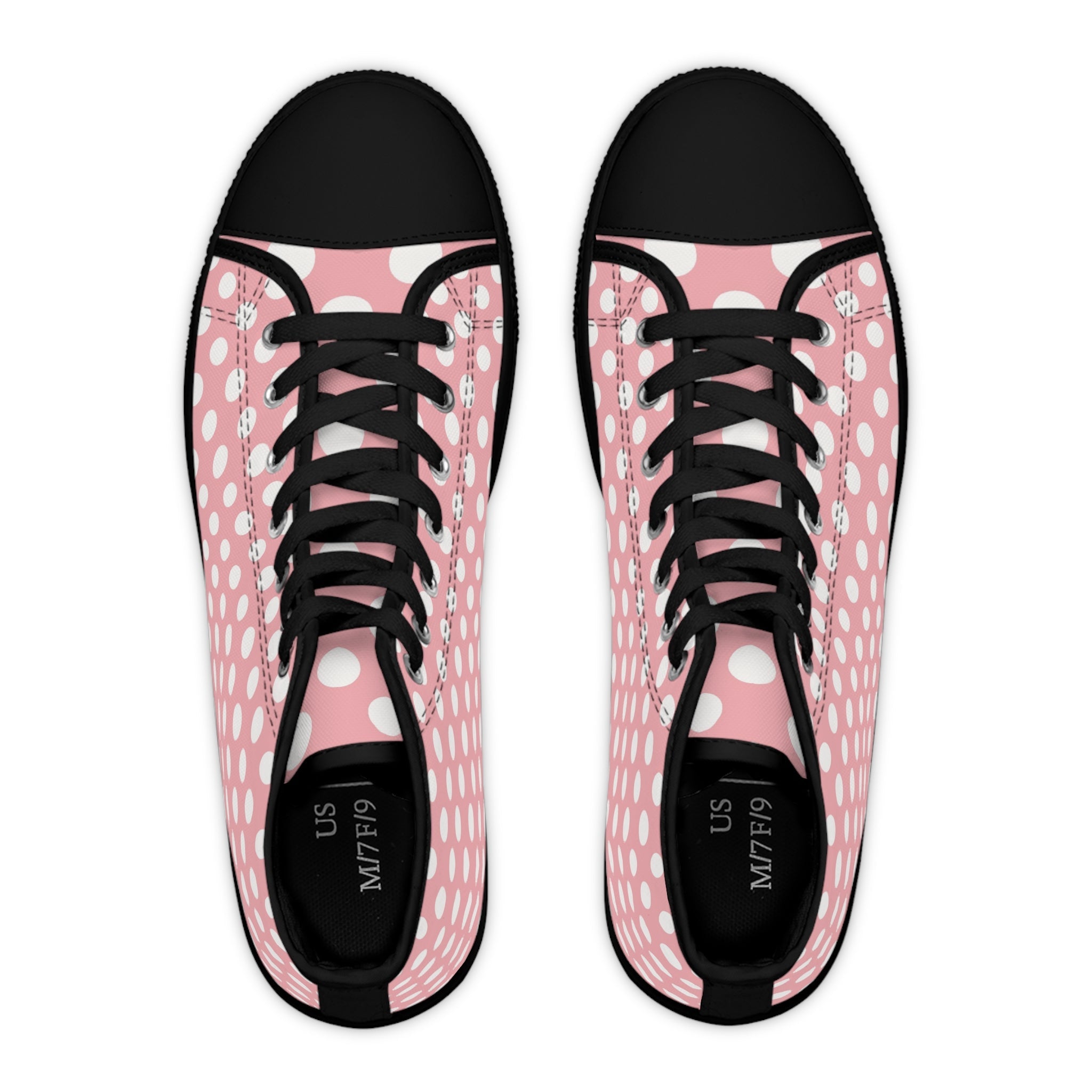 Pink Polka Dot High Top Sneakers, Artsulli - Art is Long, Life is Short, Shoes, , , , , , , 
