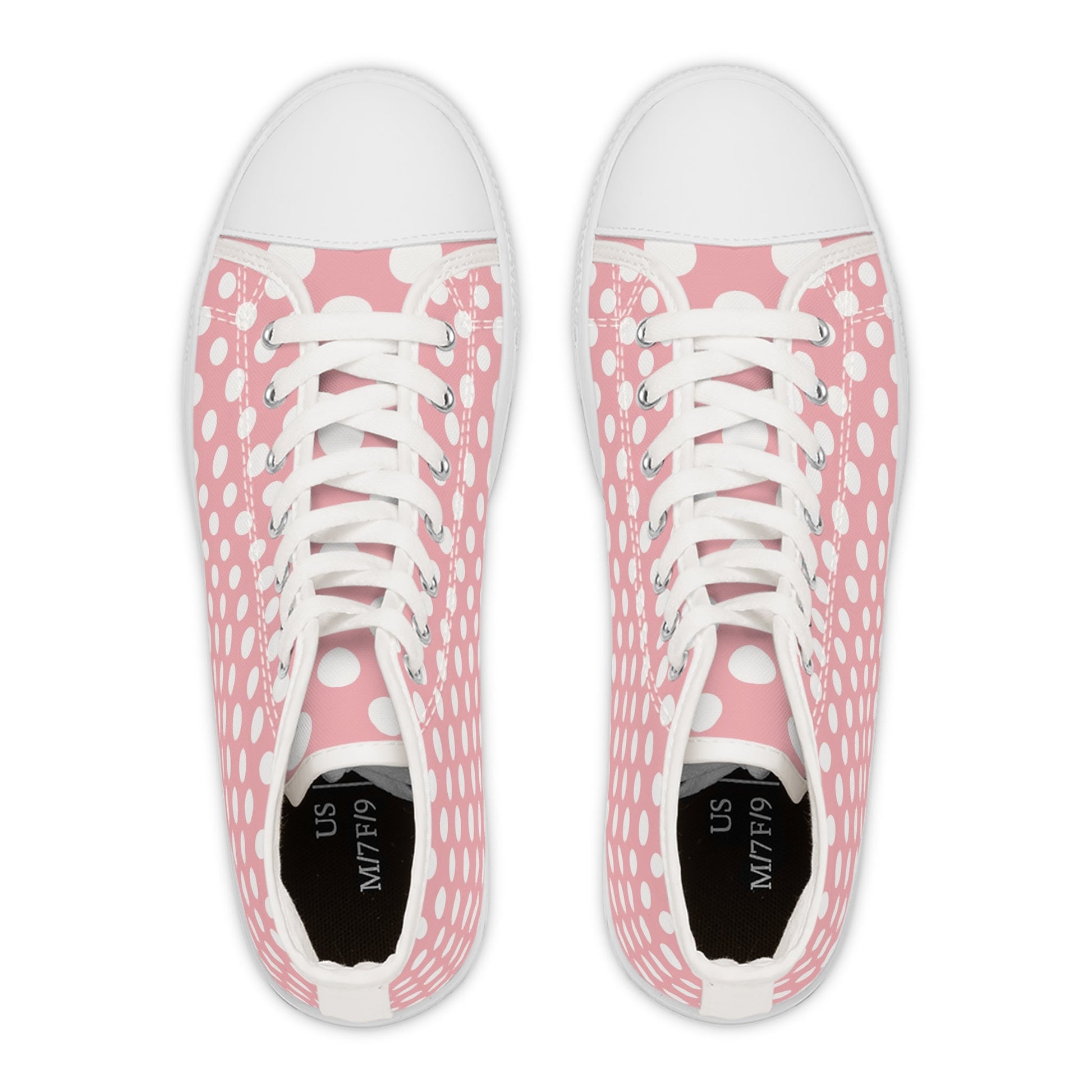 Pink Polka Dot High Top Sneakers, Artsulli - Art is Long, Life is Short, Shoes, , , , , , , 