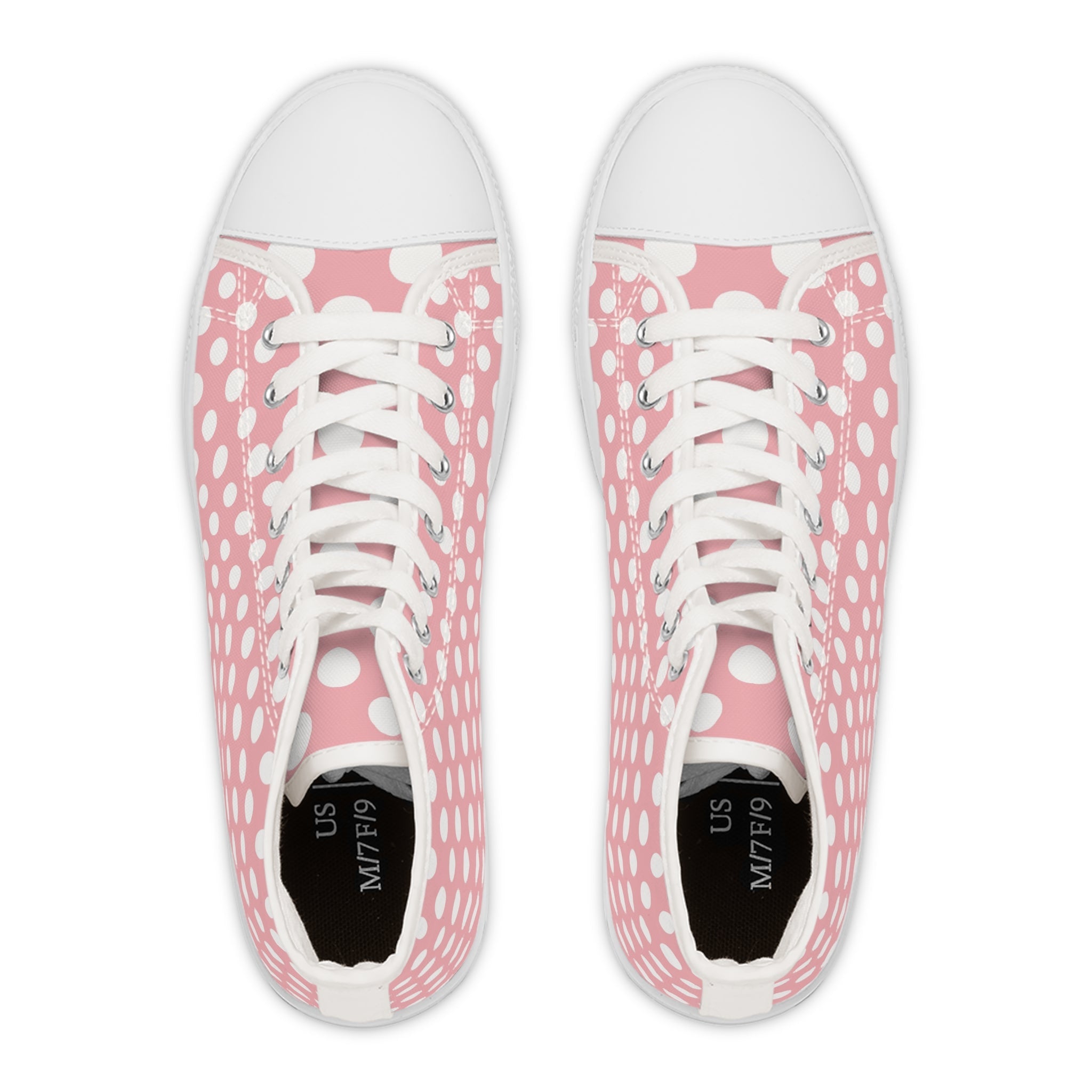 Pink Polka Dot High Top Sneakers, Artsulli - Art is Long, Life is Short, Shoes, , , , , , , 