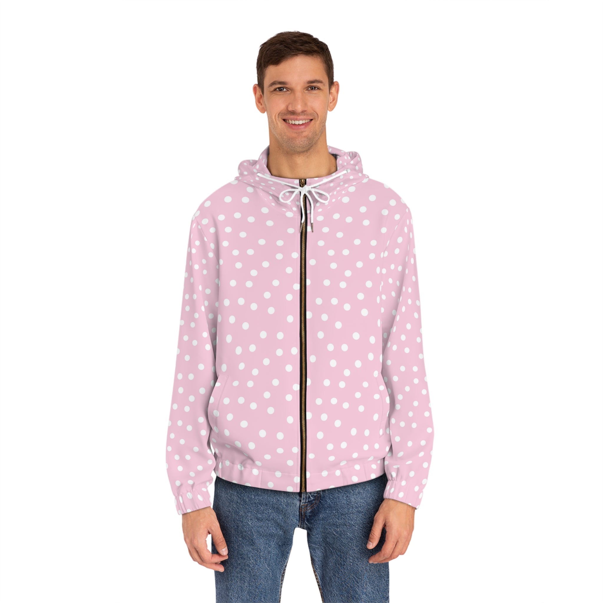 JAKKOUTTHEBXX Pink Polka Dot Hooded Windbreaker 2025