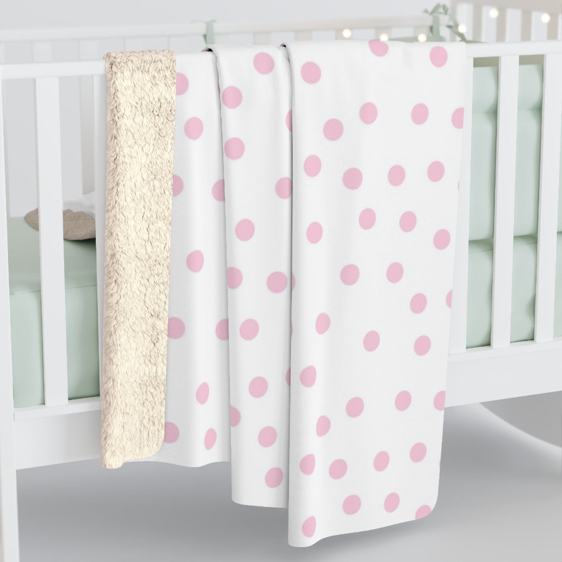 JAKKOUTTHEBXX Pink Polka Dot Sherpa Fleece Blanket 2025