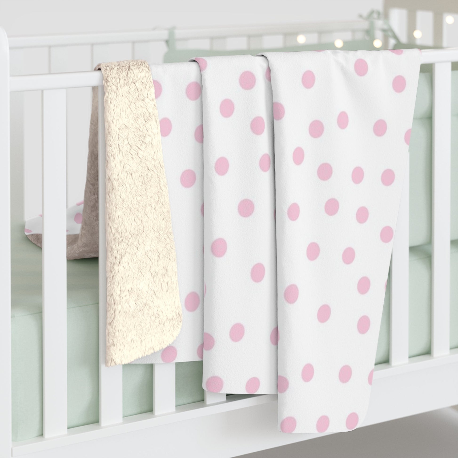 JAKKOUTTHEBXX Pink Polka Dot Sherpa Fleece Blanket 2025