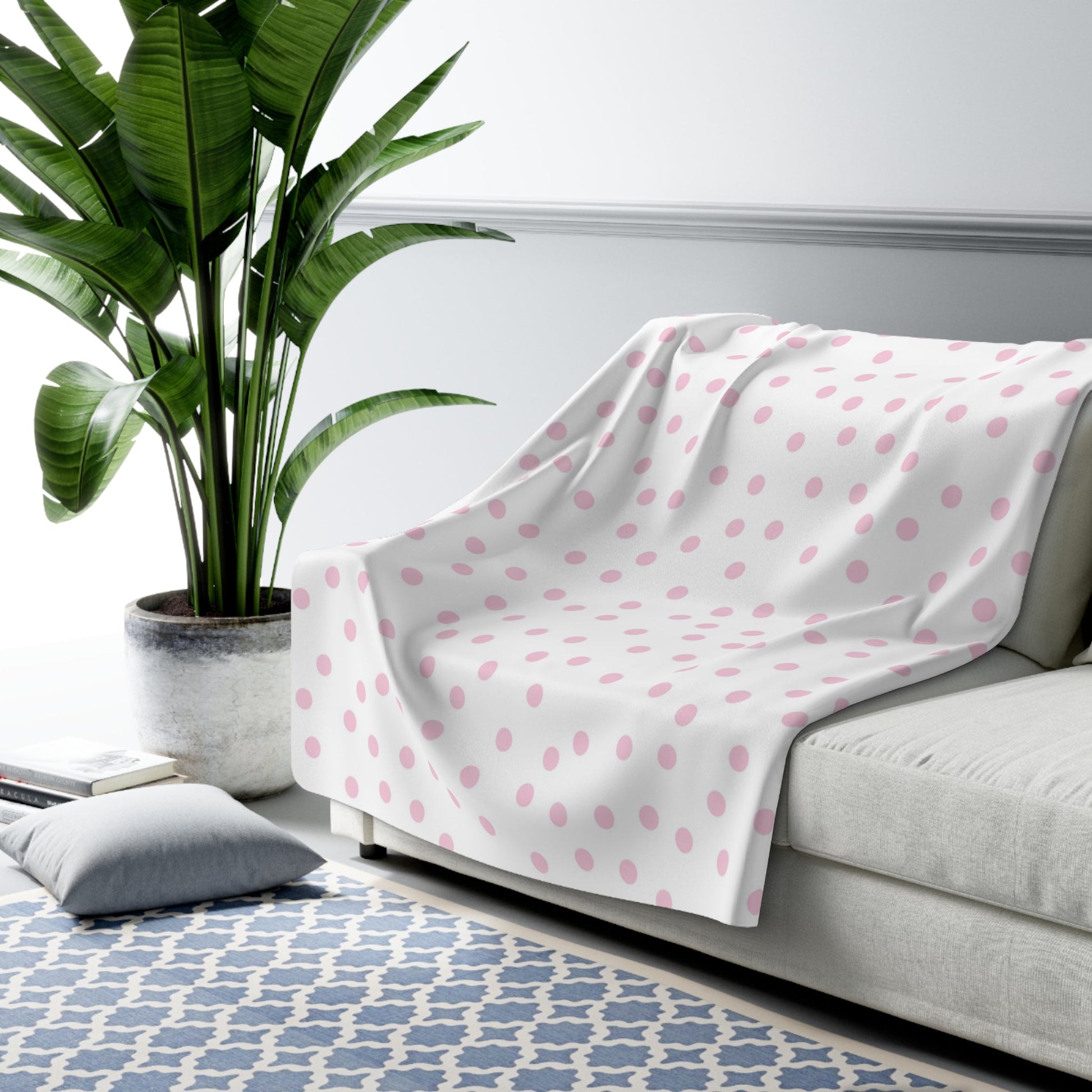 JAKKOUTTHEBXX Pink Polka Dot Sherpa Fleece Blanket 2025