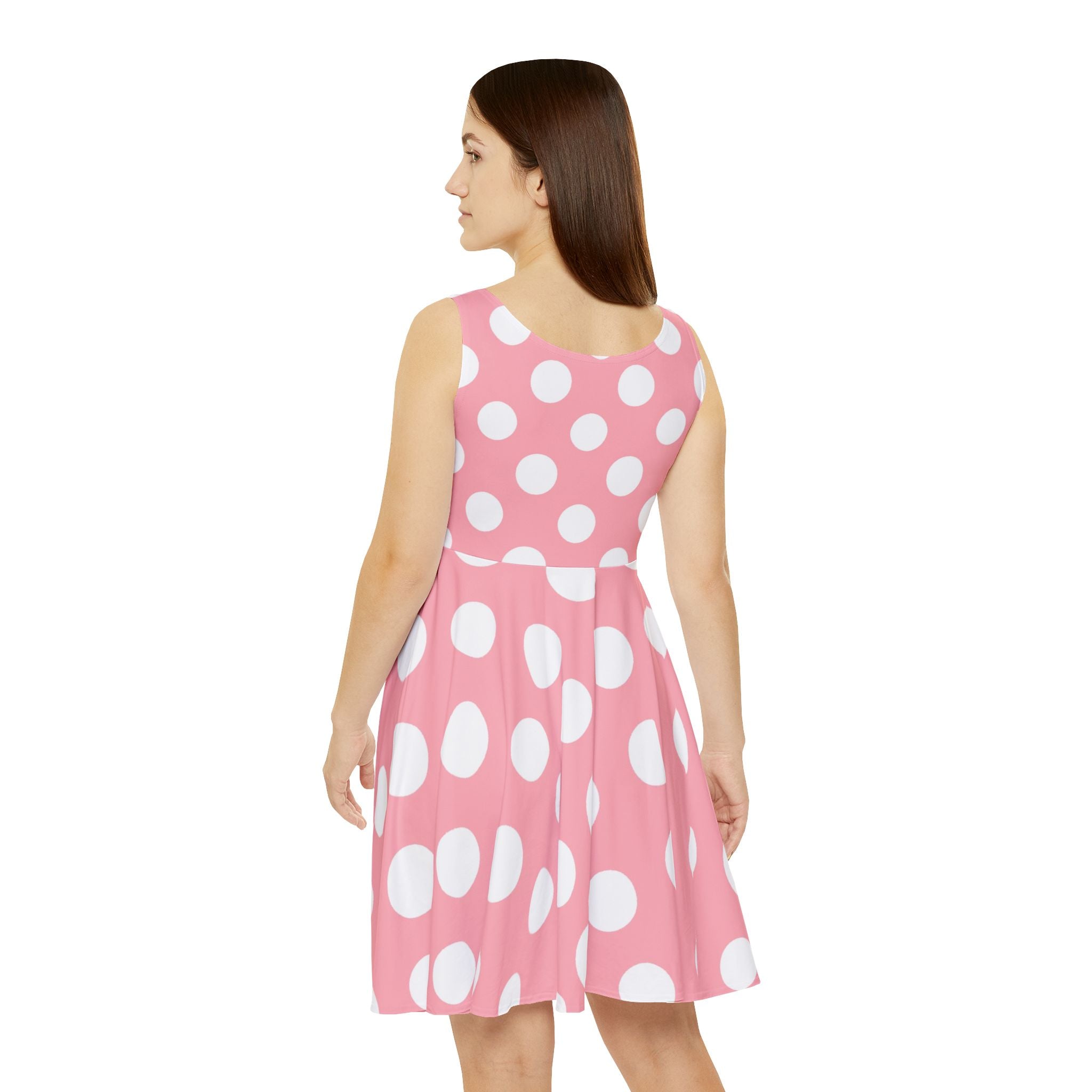 Pink Polka Dot Skater Dress, Artsulli - Art is Long, Life is Short, All Over Prints, , , , , , , 